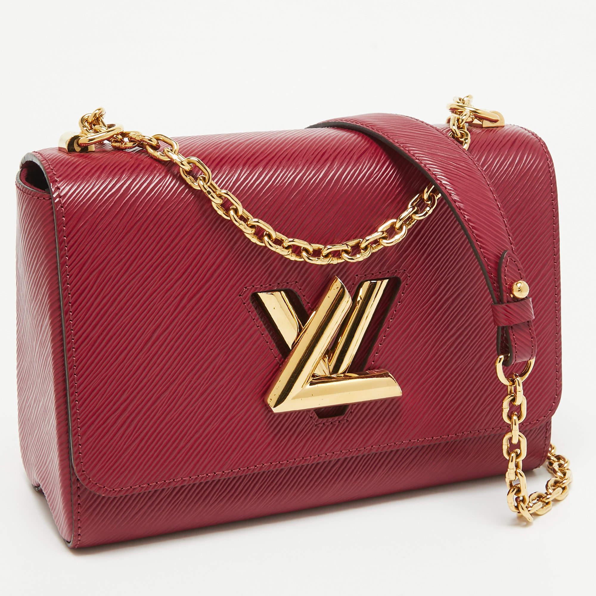 Brown Louis Vuitton Magenta Epi Leather Twist MM Bag