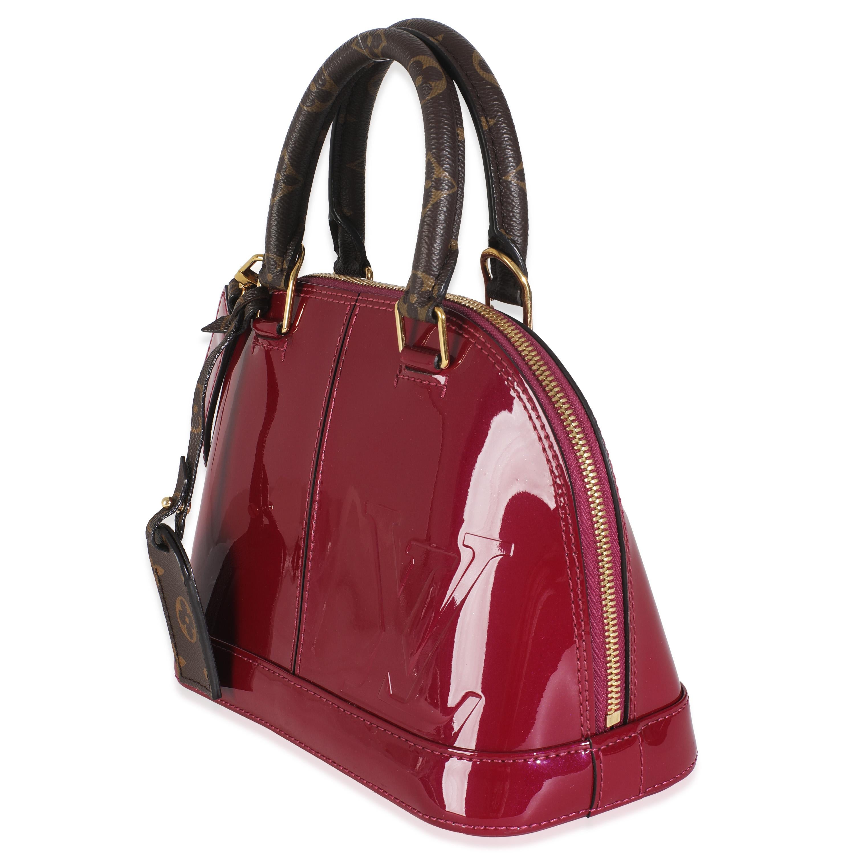 Brown Louis Vuitton Magenta Monogram Vernis Alma BB For Sale