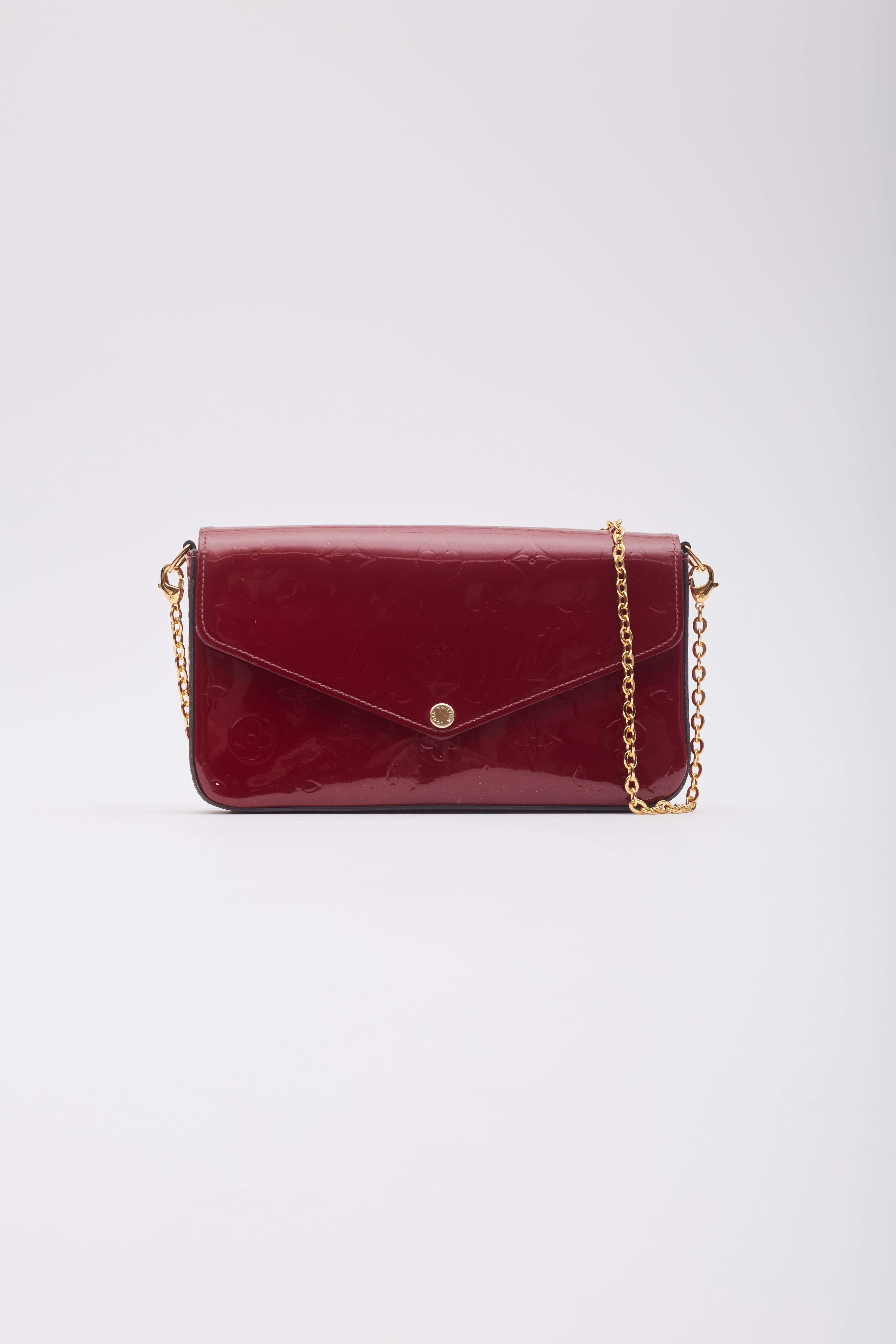 Red Louis Vuitton Magenta Monogram Vernis Felicie Bag