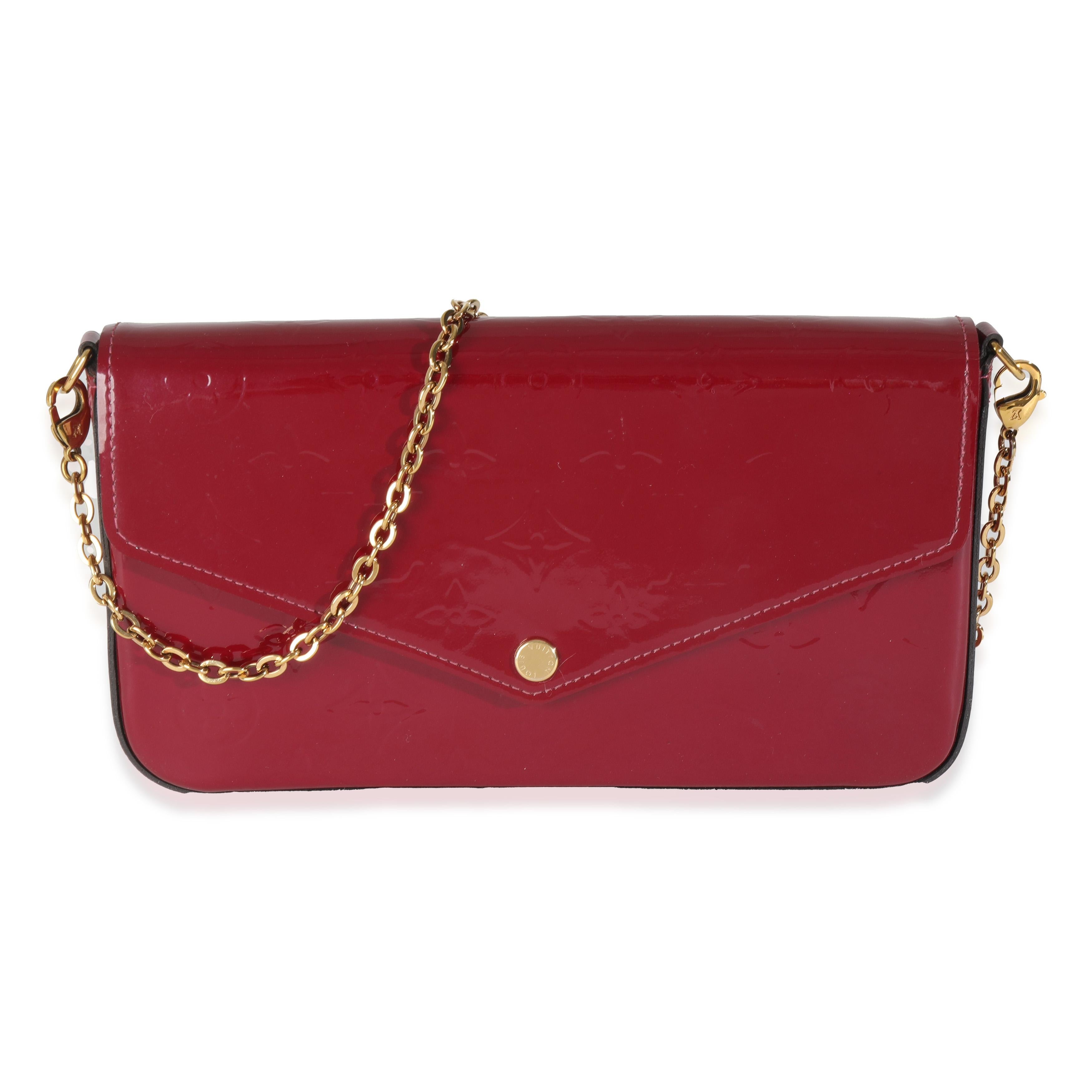 Louis Vuitton Magenta Monogram Vernis Felicie Pochette In Excellent Condition For Sale In New York, NY