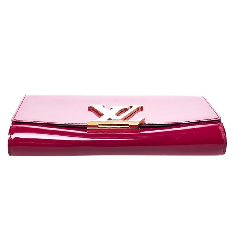 Red Louis Vuitton Magenta Vernis Leather Louise Clutch