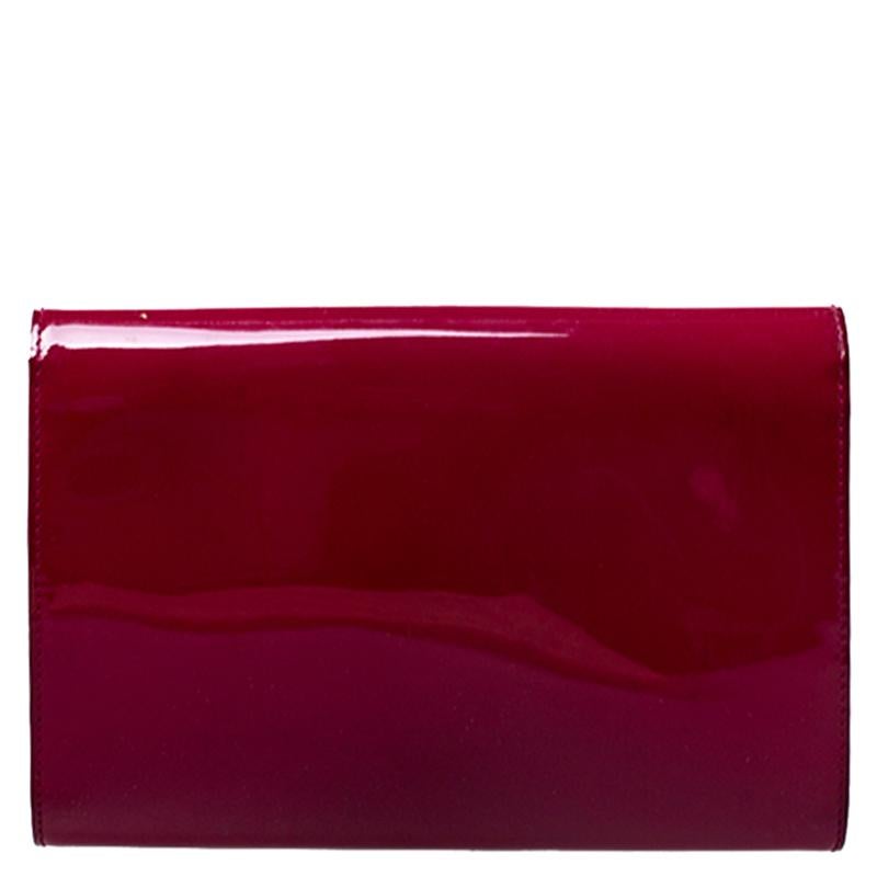 Louis Vuitton Magenta Vernis Leather Louise Clutch 2