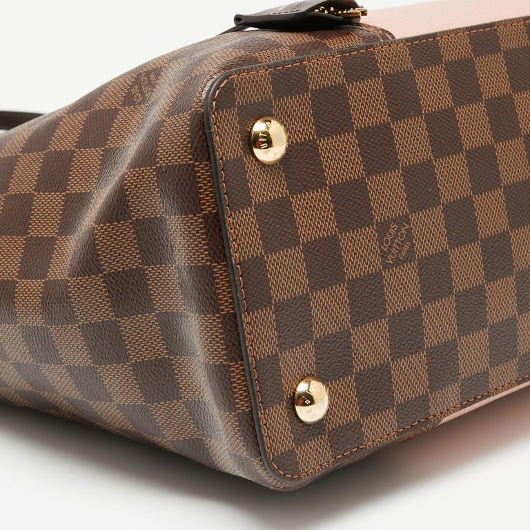 Louis Vuitton Damier Ebene Canvas and Magnolia Leather Jersey Tote