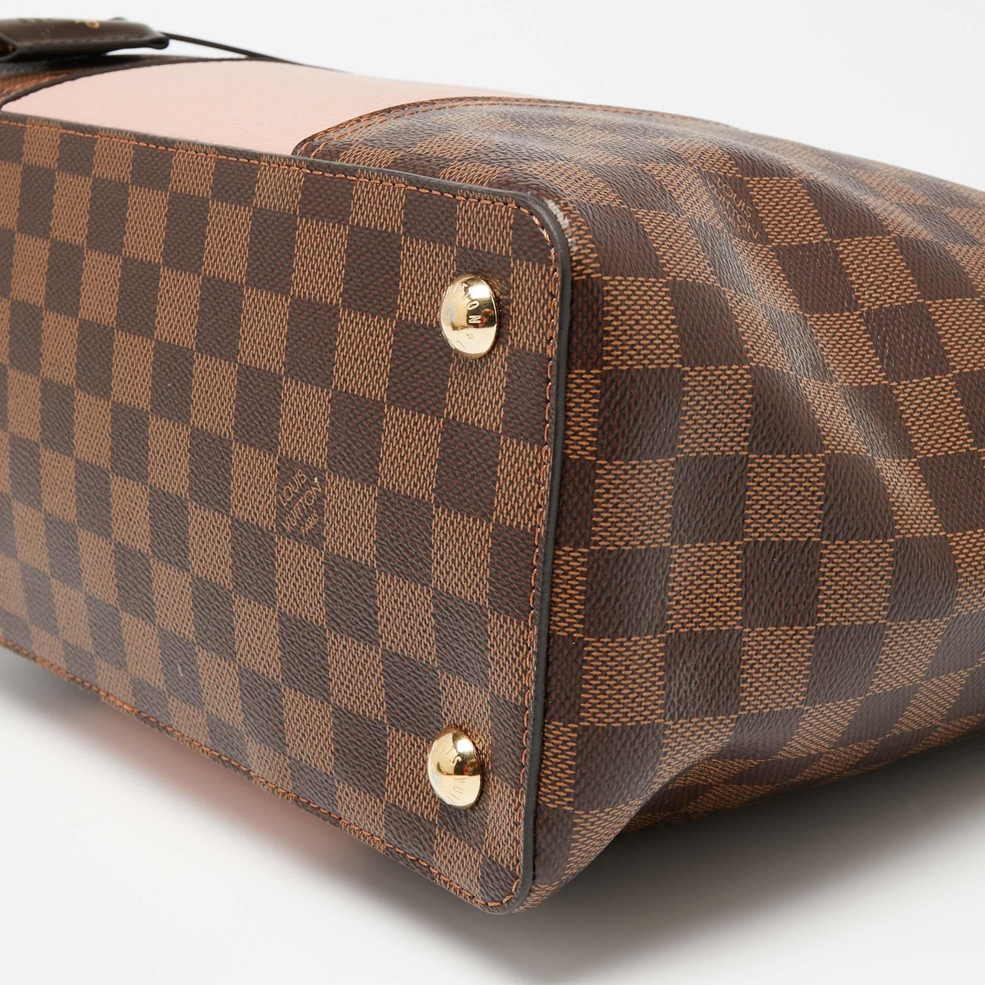Brown Louis Vuitton Magnolia Damier Ebene Canvas and Taurillon Leather Jersey Tote