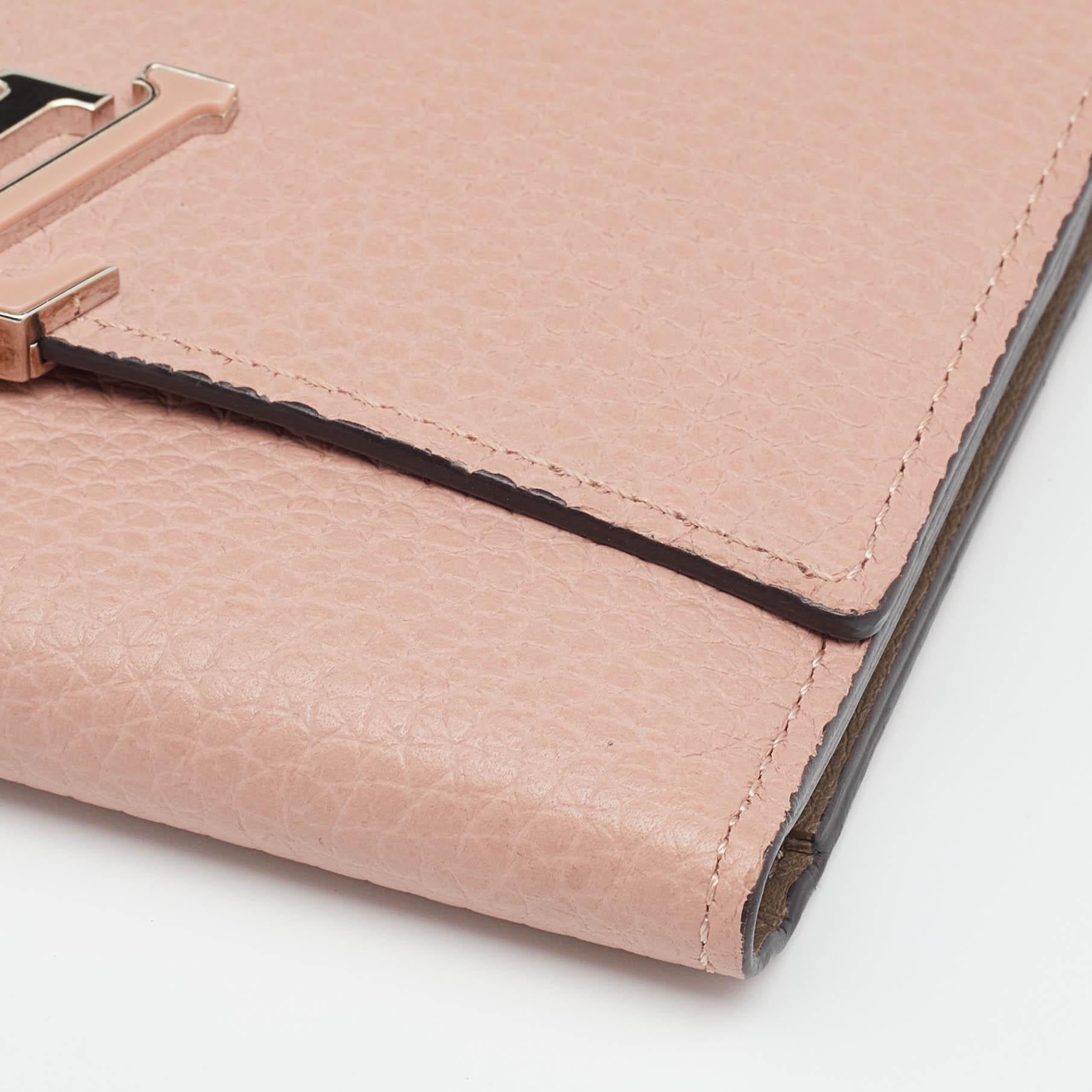 Beige Louis Vuitton Magnolia Leather Capucines Compact Wallet