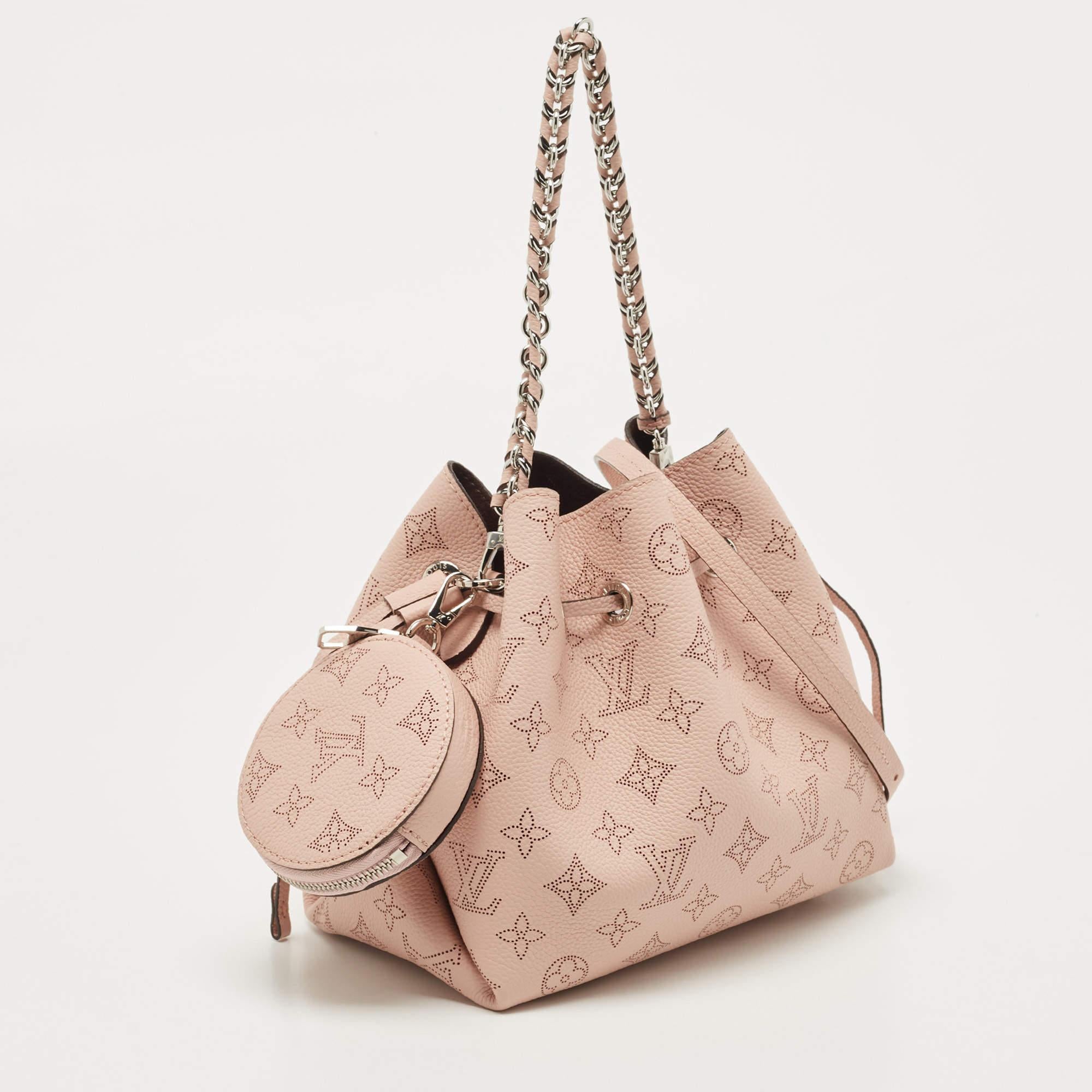 Louis Vuitton Magnolia Monogram Mahina Leather Bella Bucket Bag In New Condition In Dubai, Al Qouz 2