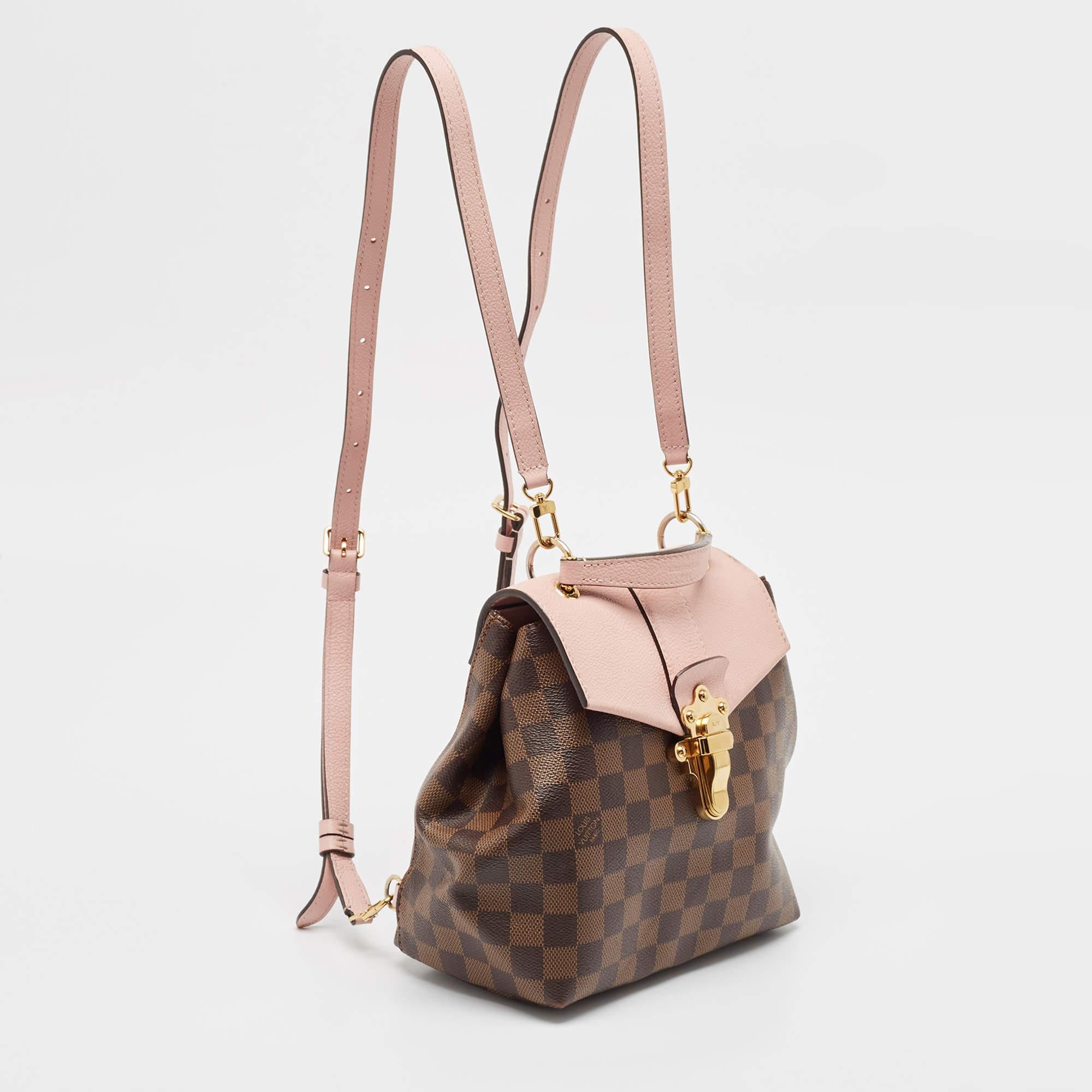 Brown Louis Vuitton Magnolia Pink Damier Ebene Canvas Clapton Backpack