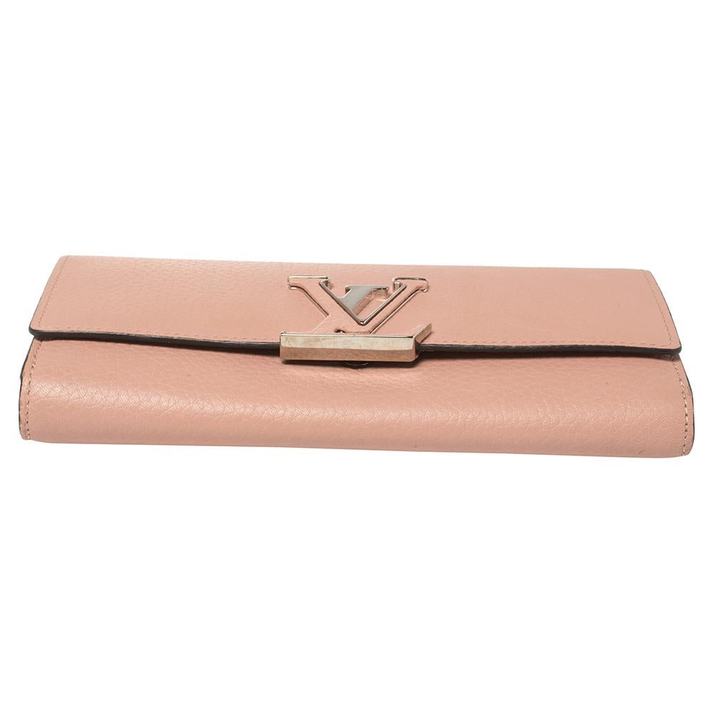 Beige Louis Vuitton Magnolia Taurillon Leather Capucines Wallet