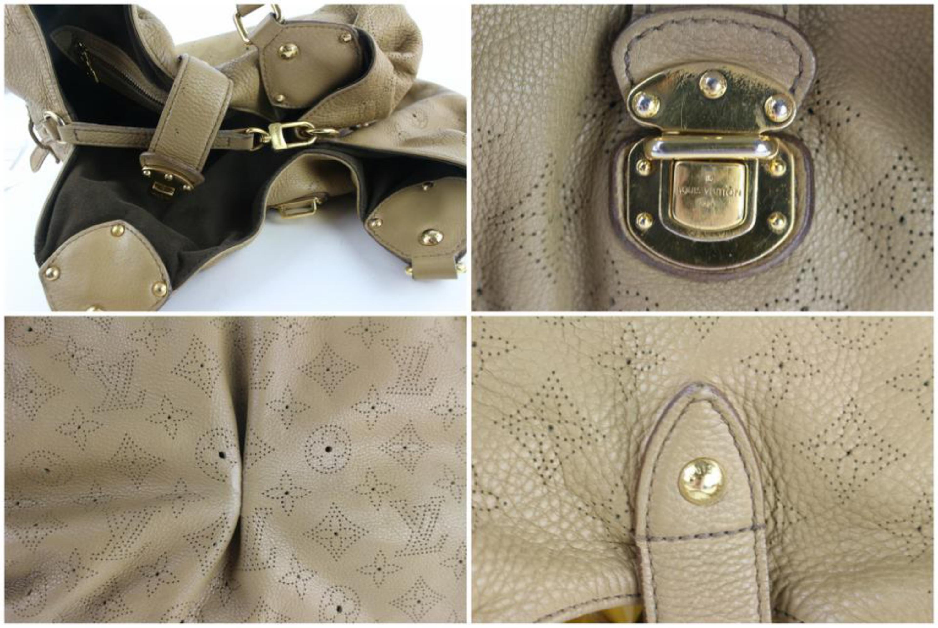 Women's Louis Vuitton Mahina Hobo L Large Taupe Perforated 5lz1812 Beige Shoulder Bag For Sale