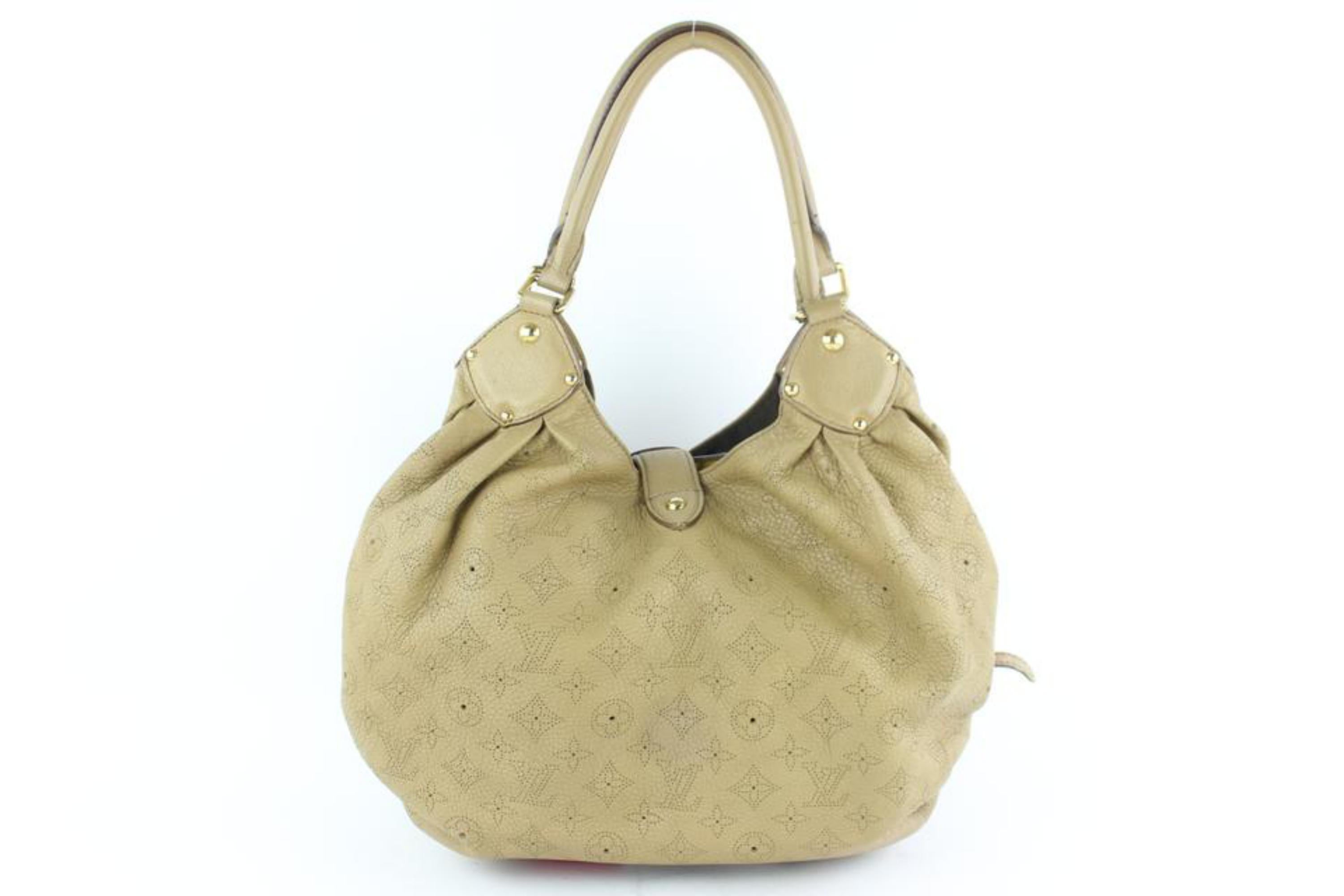 Louis Vuitton Mahina Hobo L Large Taupe Perforated 5lz1812 Beige Shoulder Bag For Sale 3