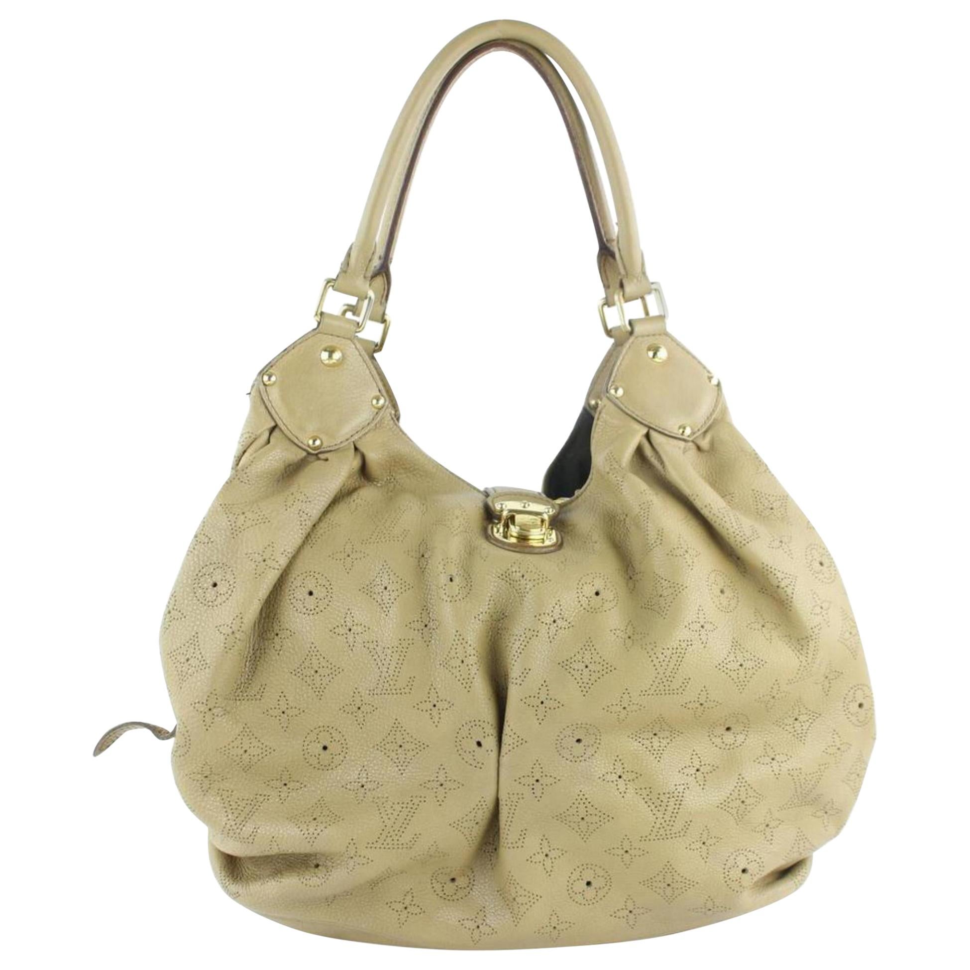 Louis Vuitton Mahina Hobo L Large Taupe Perforated 5lz1812 Beige Shoulder Bag For Sale