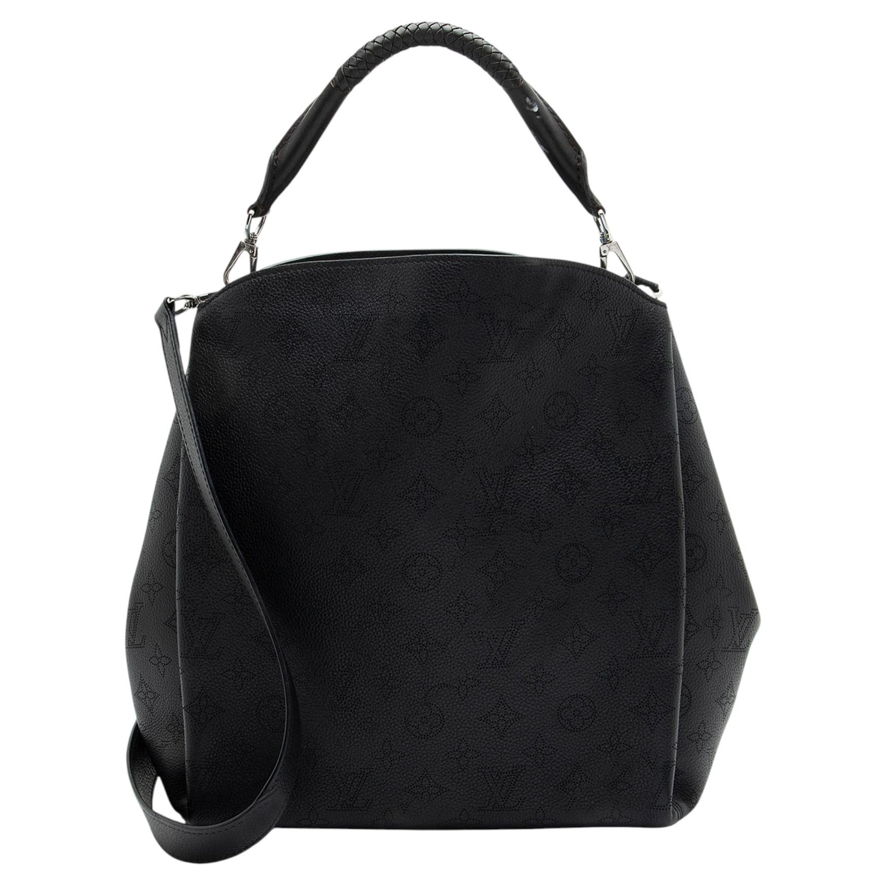 Pre-owned Louis Vuitton Mahina Leather Babylone Pm Satchel In Black