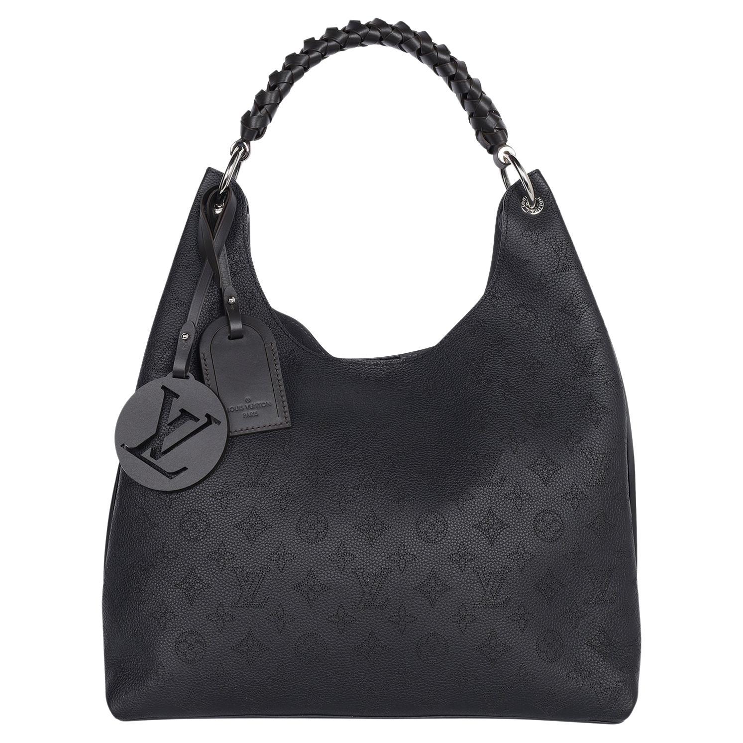 Louis Vuitton Contemporary Mahina Leather Carmel Hobo Bag Black 2010+