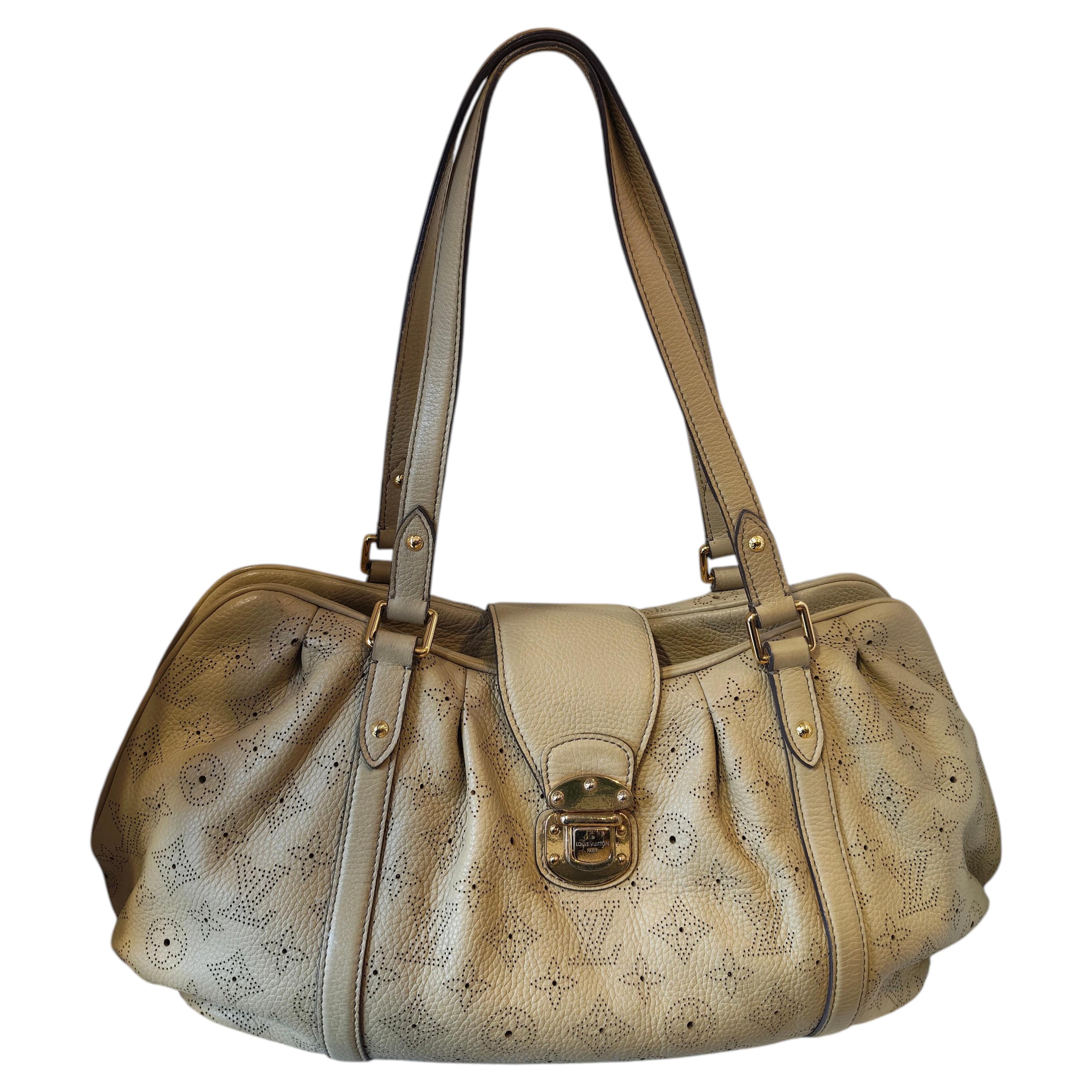 Louis Vuitton Mahina Lunar Pm beige perforated shoulder bag For Sale