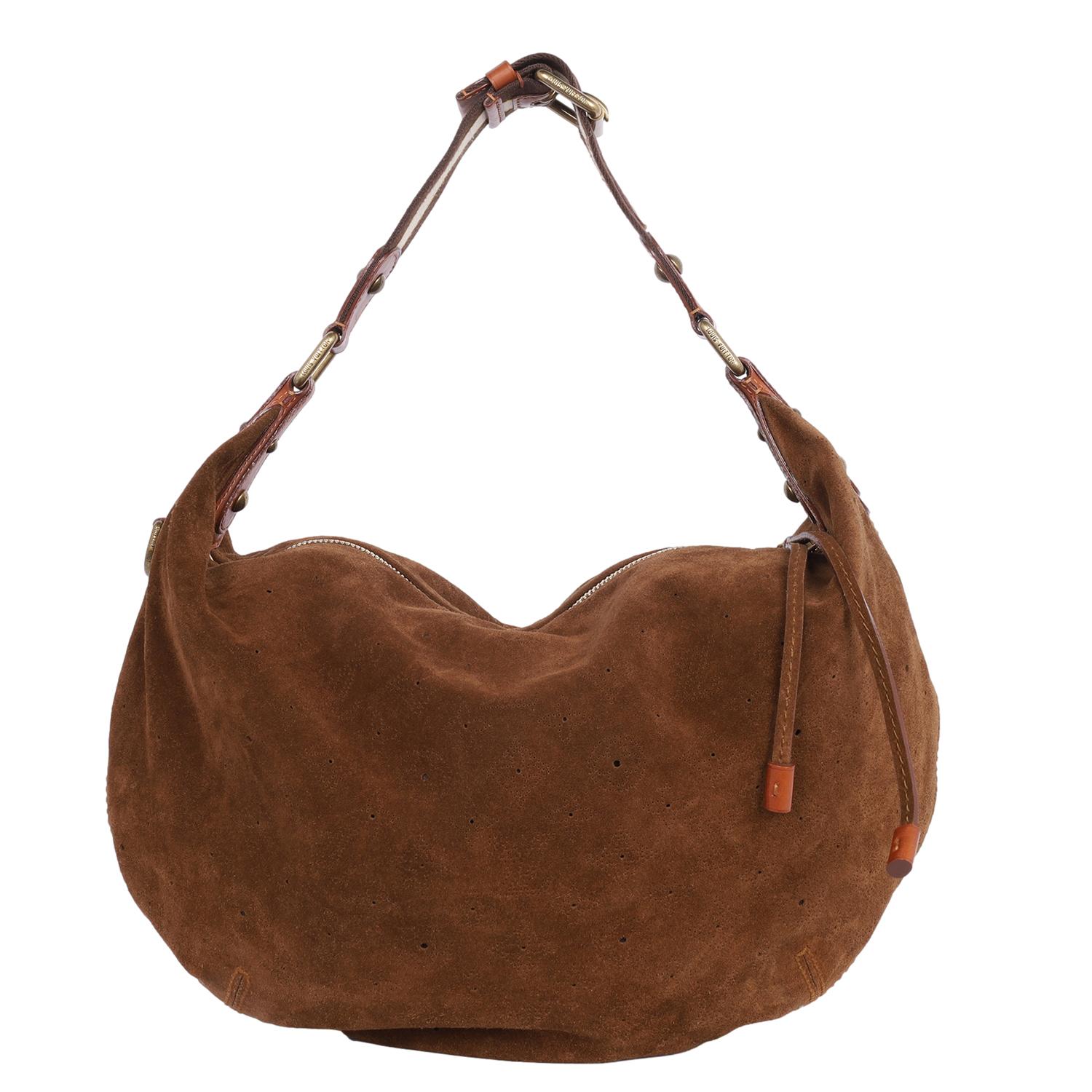 Louis Vuitton Mahina Onatah Hobo Croissant Tasche Brown im Zustand „Gut“ in Salt Lake Cty, UT