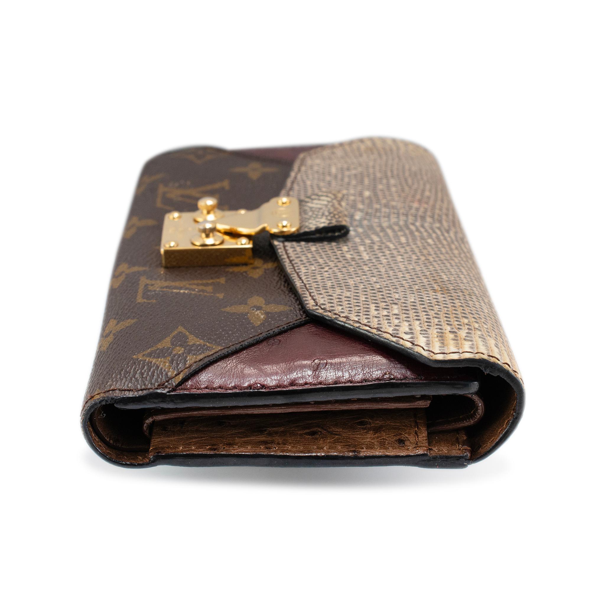 Noir Louis Vuitton Majestueux MI4152 Monogram Canvas Leather Envelope Wallet en vente