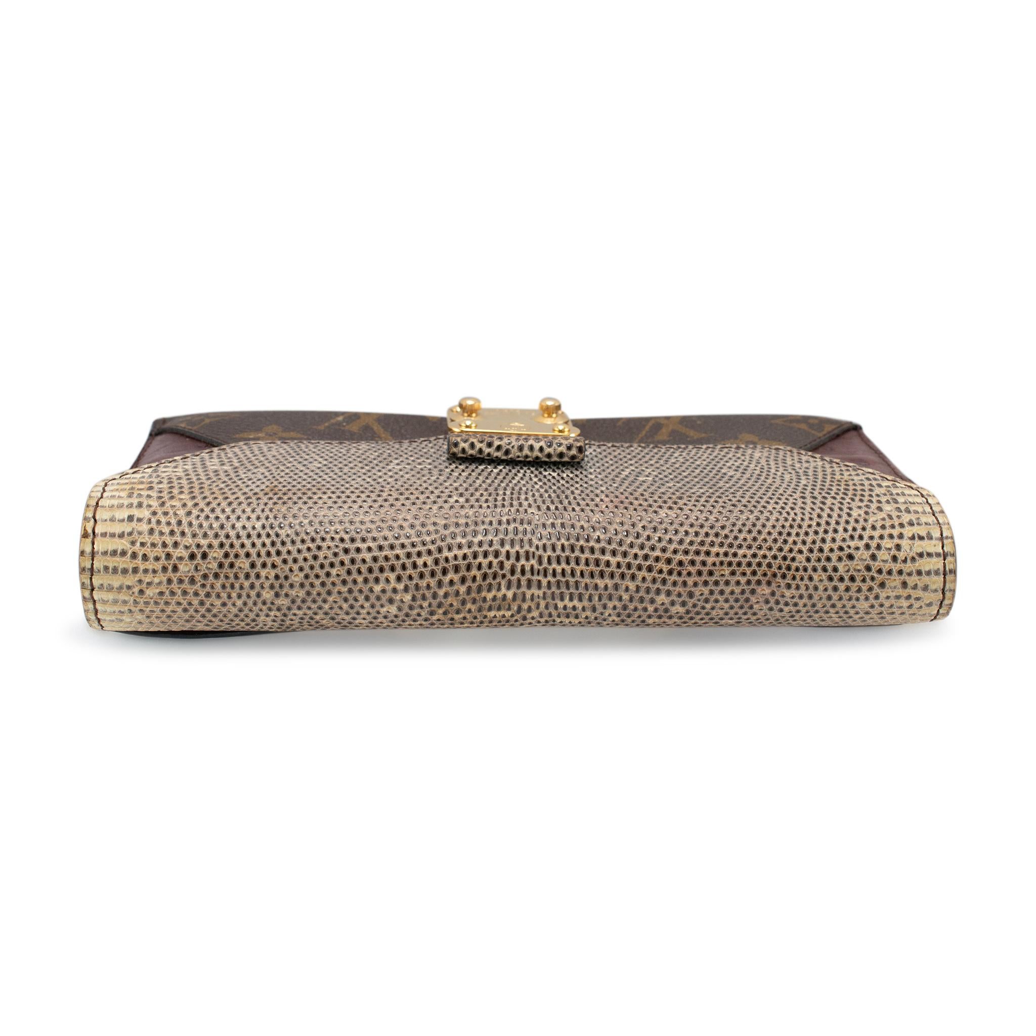 Louis Vuitton Majestueux MI4152 Monogram Canvas Leather Envelope Wallet Excellent état - En vente à Houston, US