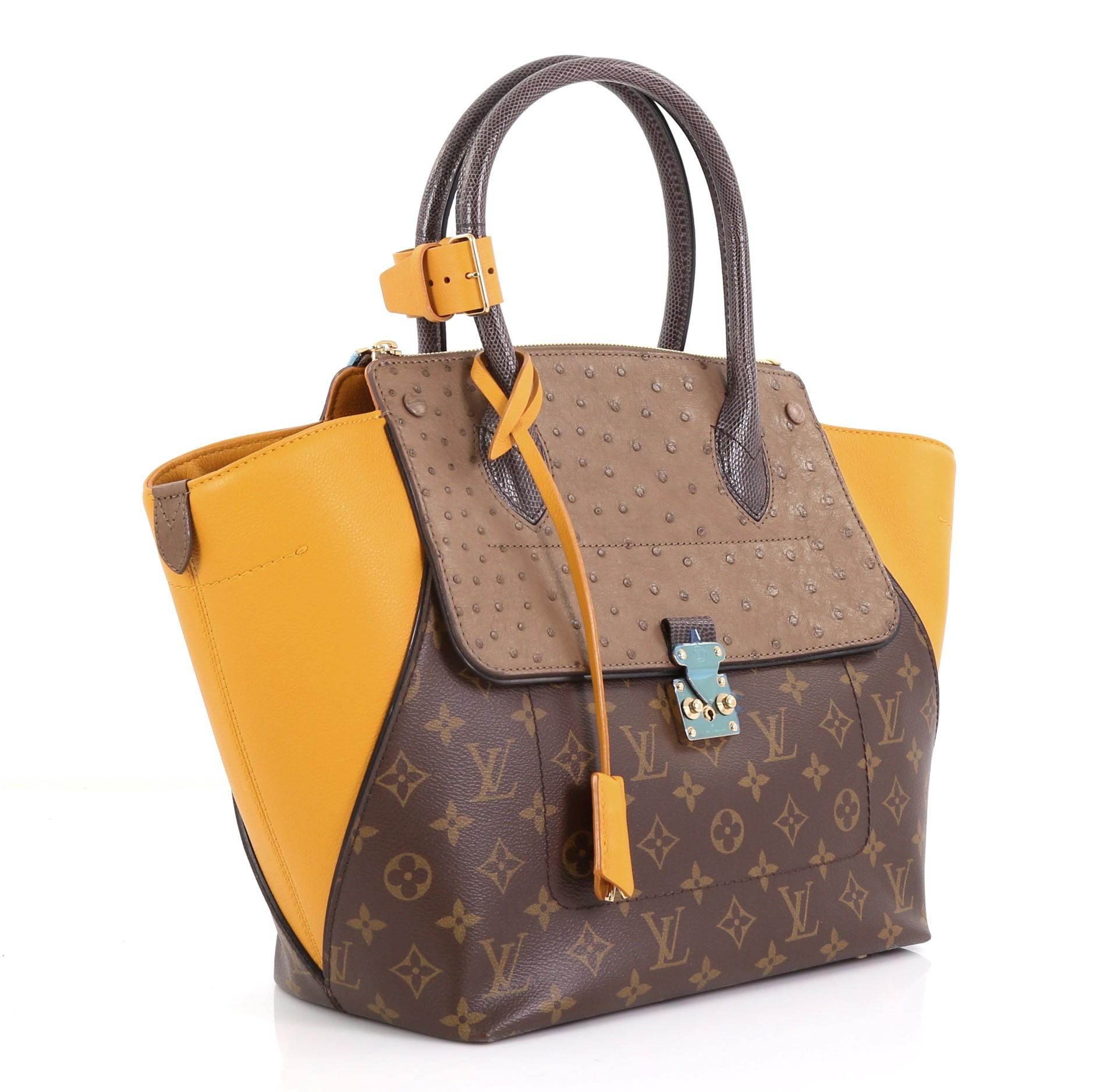 Brown Louis Vuitton Majestueux Tote Monogram Canvas and Exotics MM