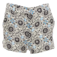 LOUIS VUITTON Pantaloncini in maiolica con stampa floreale Monogram in lana e seta blu crema FR34 XS