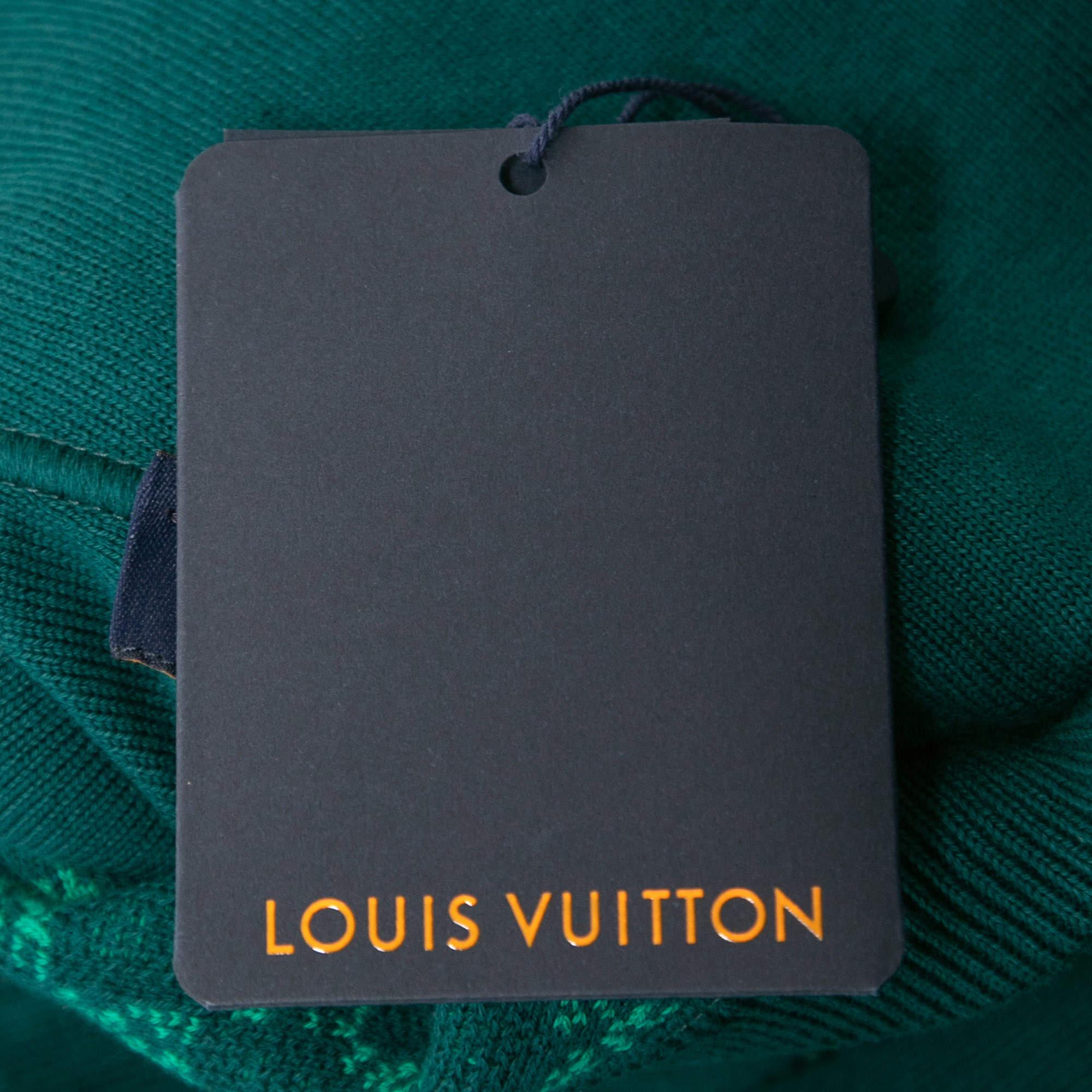 Louis Vuitton Mallard Blue Damier Pattern Cotton Knit Reversible Track Top M 1