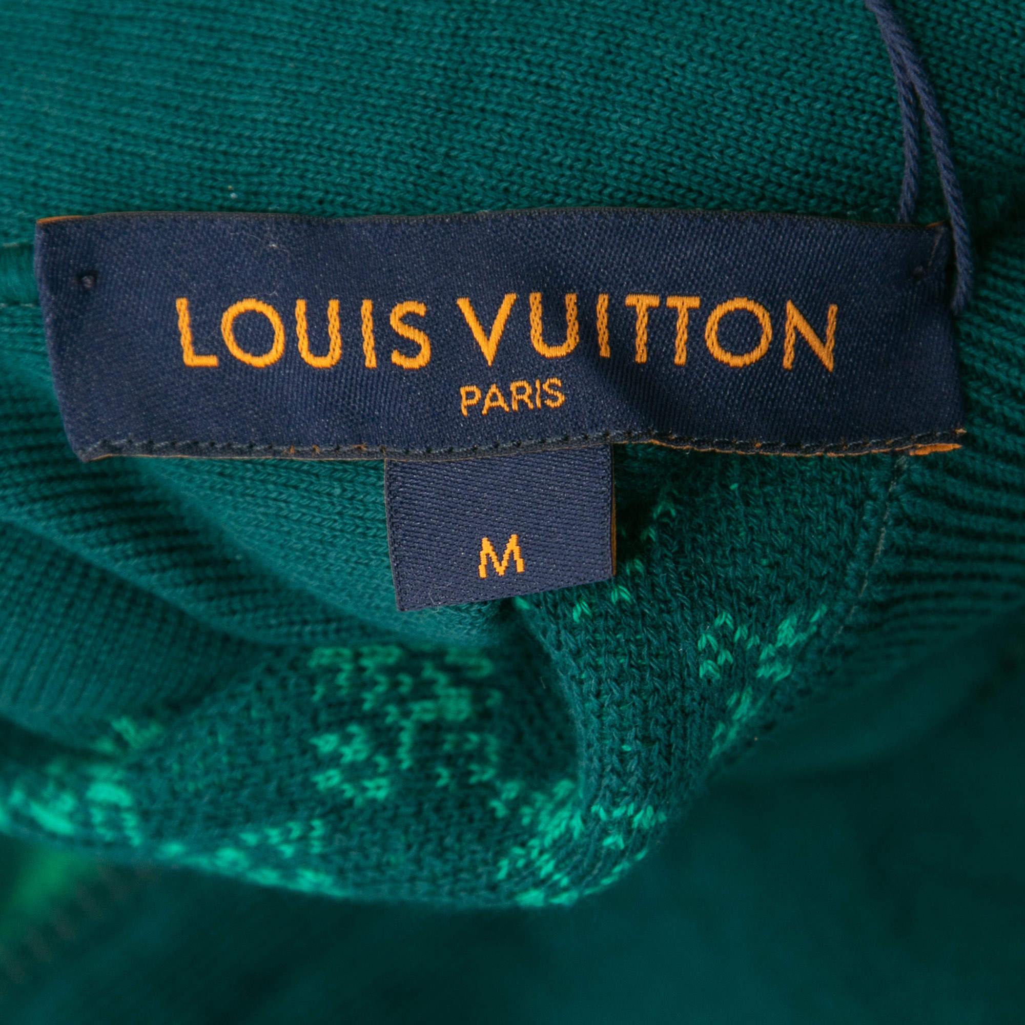 Louis Vuitton Mallard Blue Damier Pattern Cotton Knit Reversible Track Top M 2