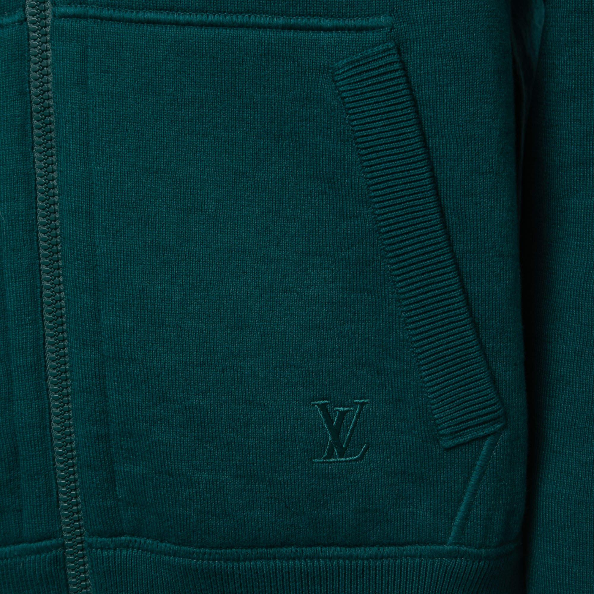 Louis Vuitton Mallard Blue Damier Pattern Cotton Knit Reversible Track Top M 3