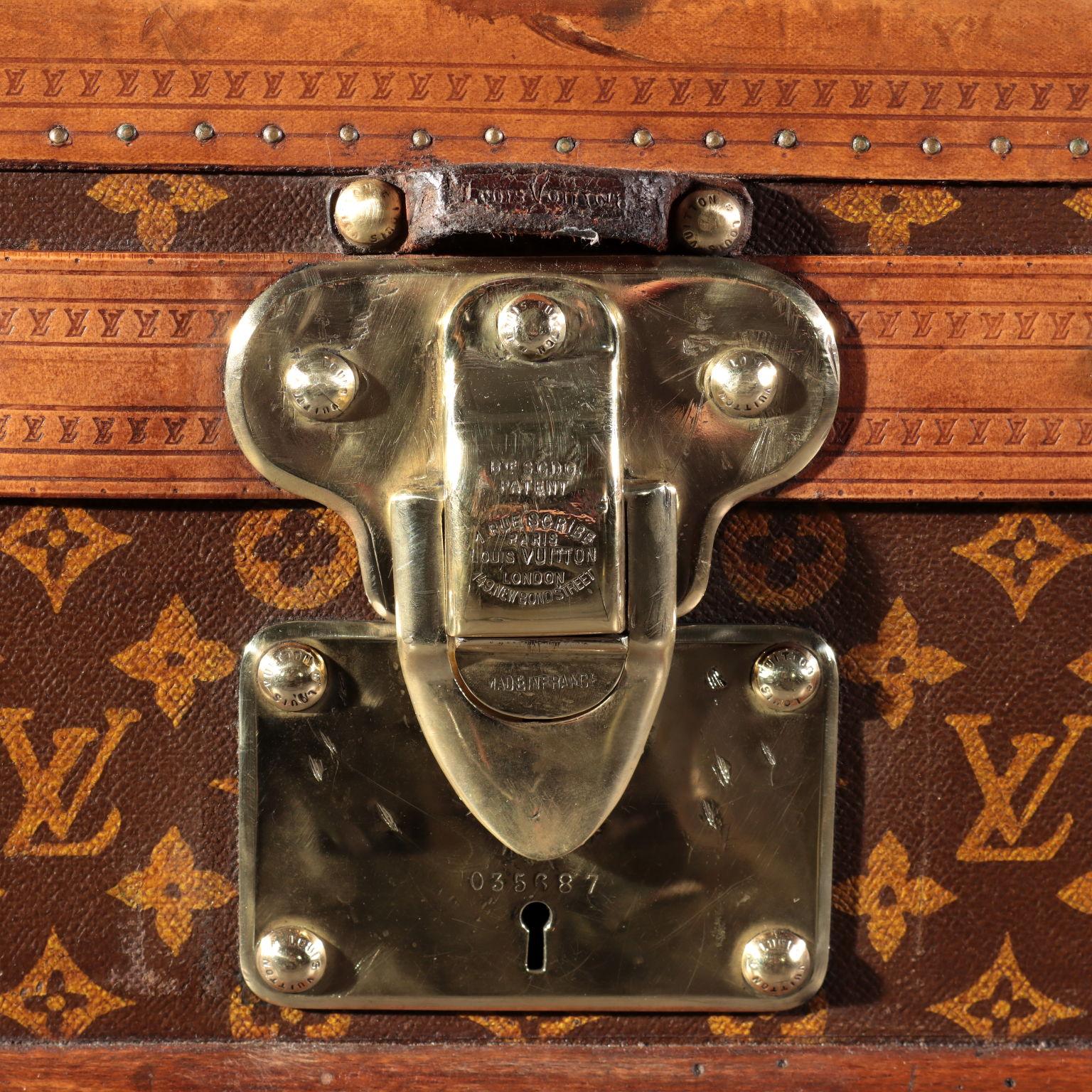 Mid-Century Modern Louis Vuitton Malle Courrier Case Oil Cloth Brass, 1920s