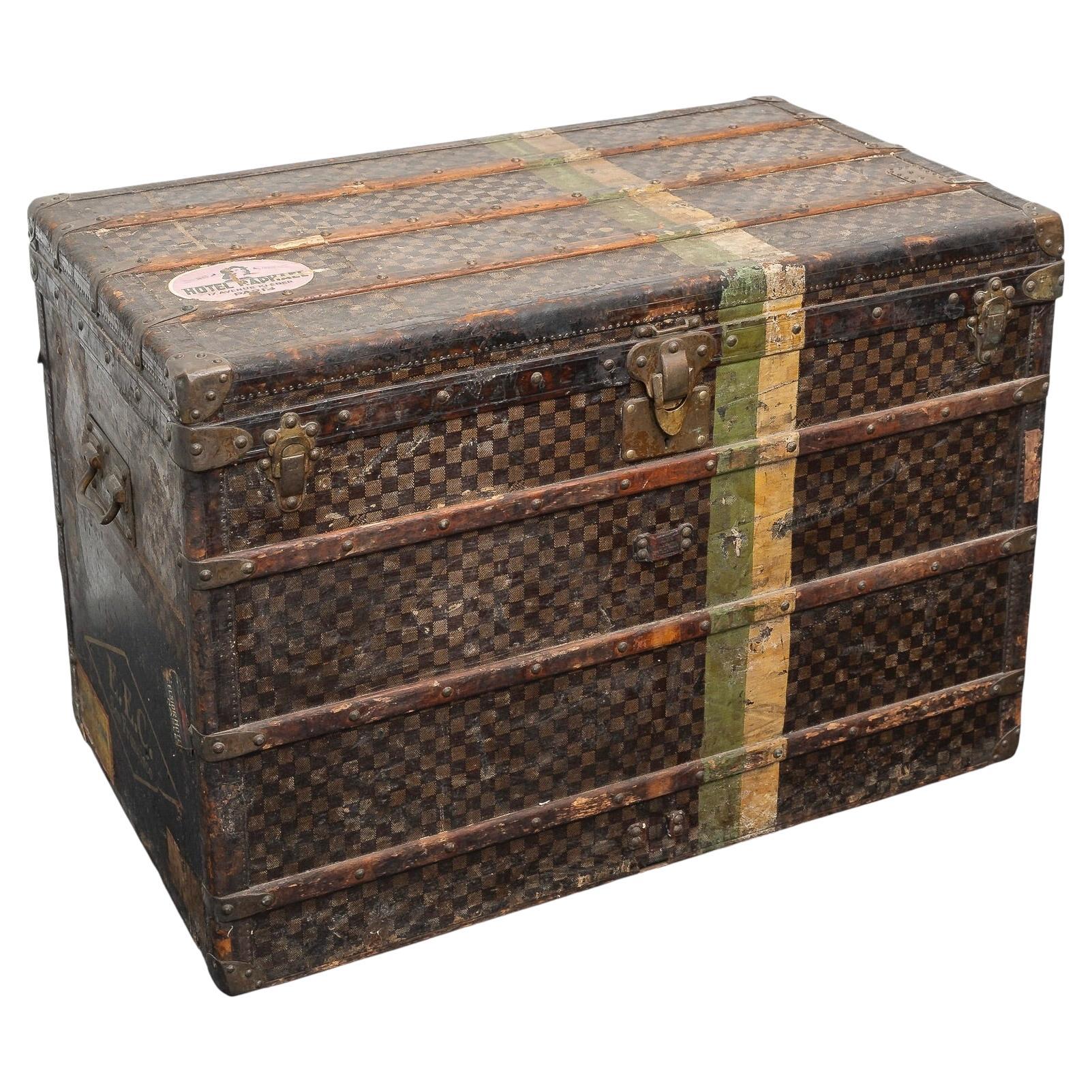 Louis Vuitton "Malle Haute" Baúl de vapor alto Damier Canvas Crica 1900 en venta