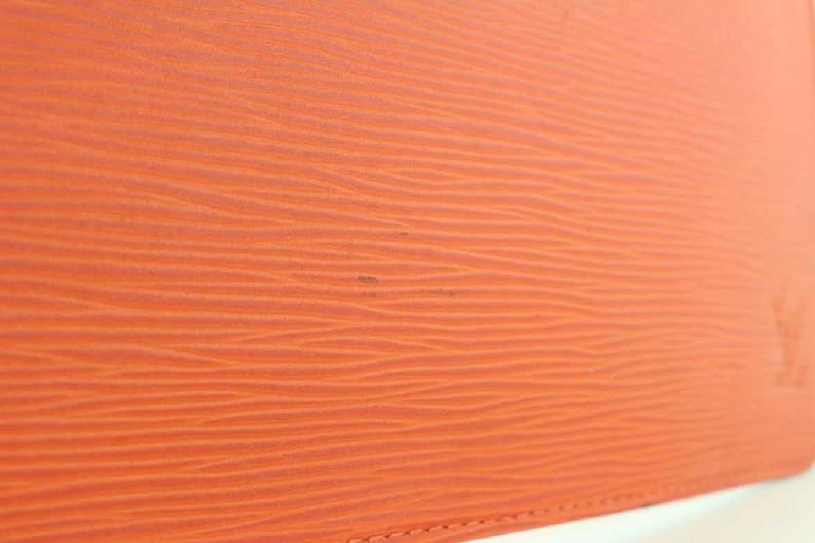 Louis Vuitton Manadarin Orange Leather Neverfull Pochette MM/GM Wristlet For Sale 6