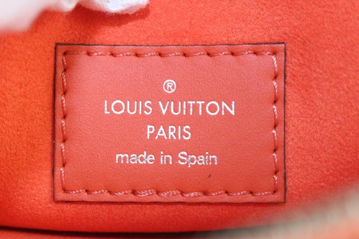 Red Louis Vuitton Manadarin Orange Leather Neverfull Pochette MM/GM Wristlet For Sale