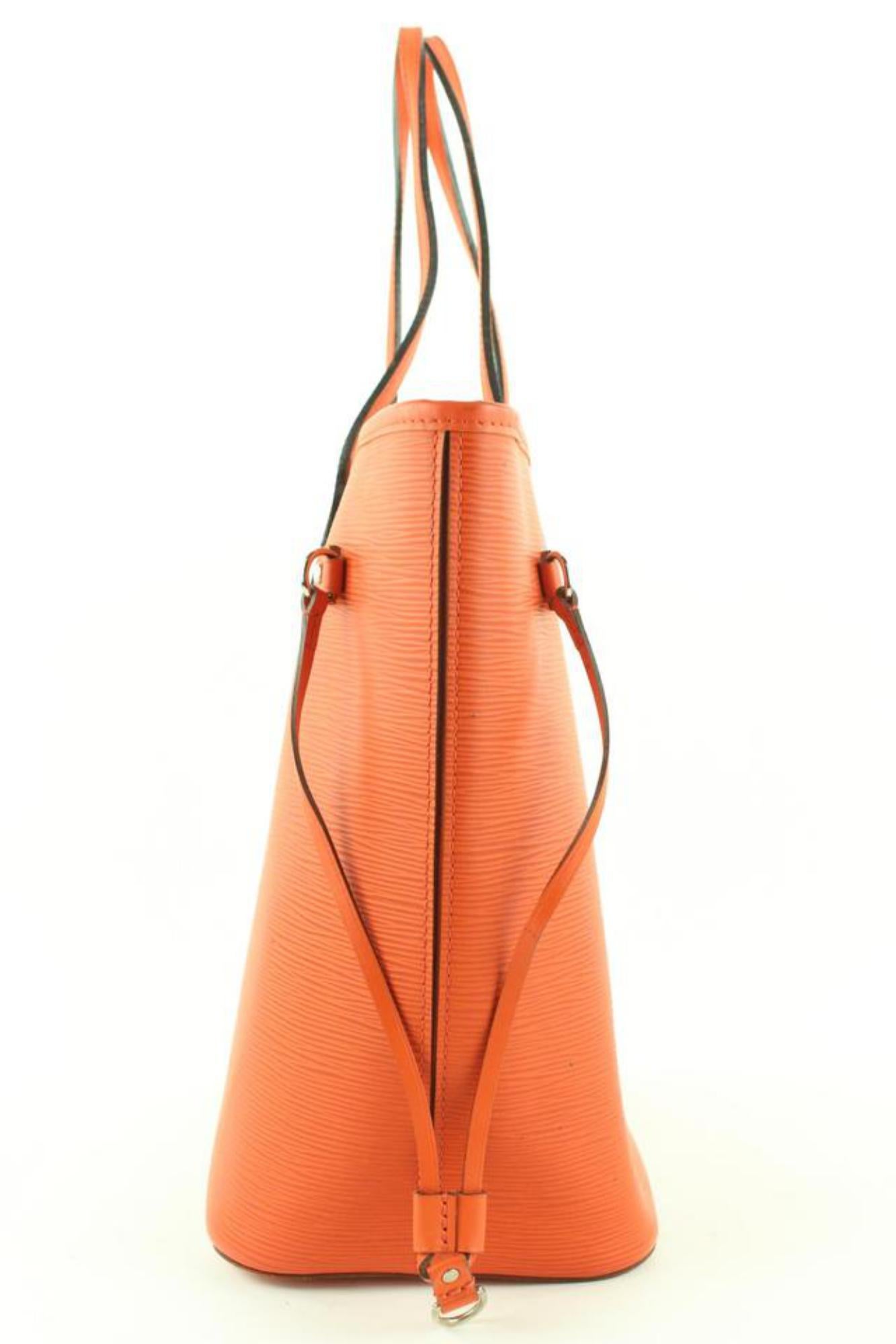 Women's Louis Vuitton Mandarin Orange Epi Leather Neverfull MM Tote Bag 855344