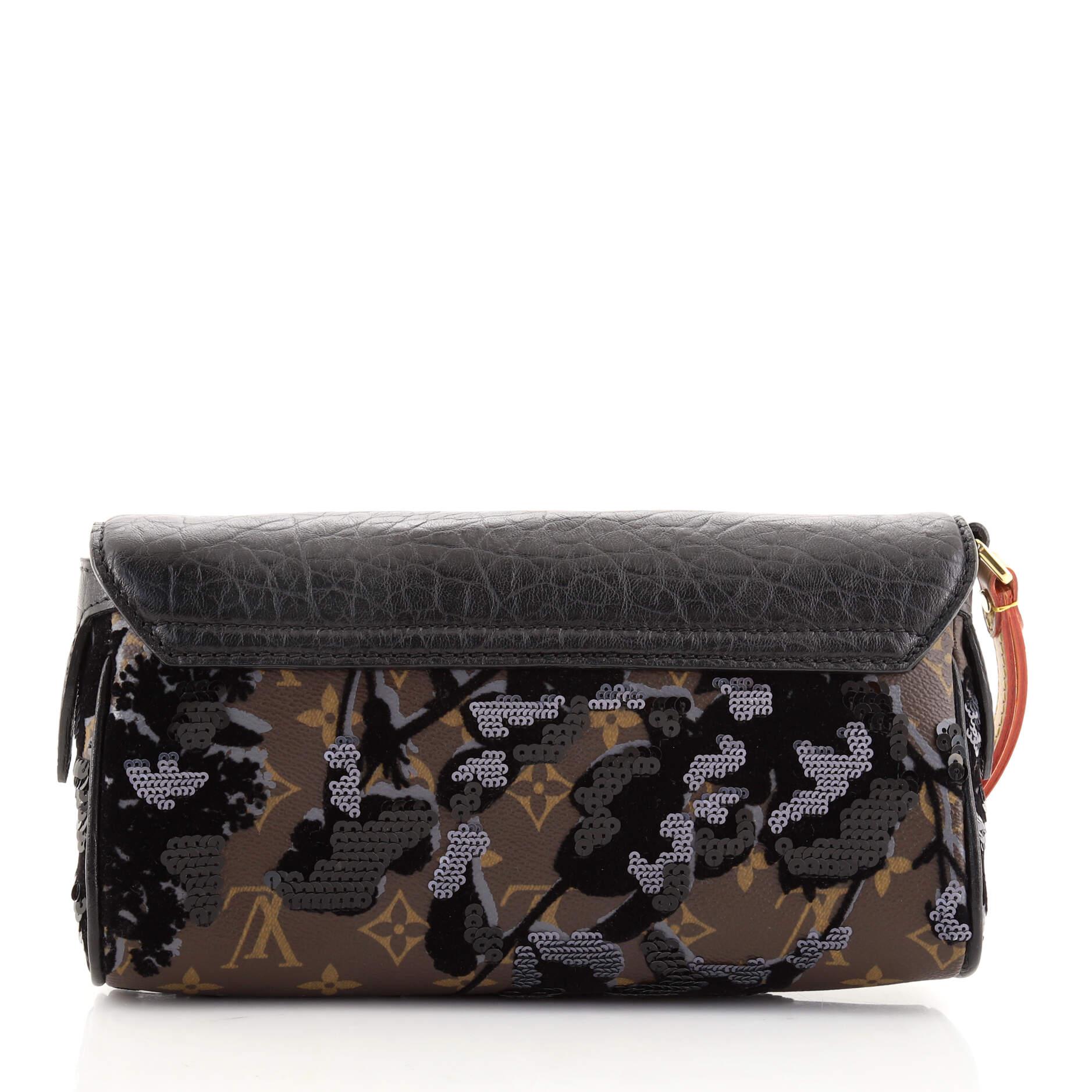 louis vuitton fleur de jais clutch in monogram canvas with black sequin
