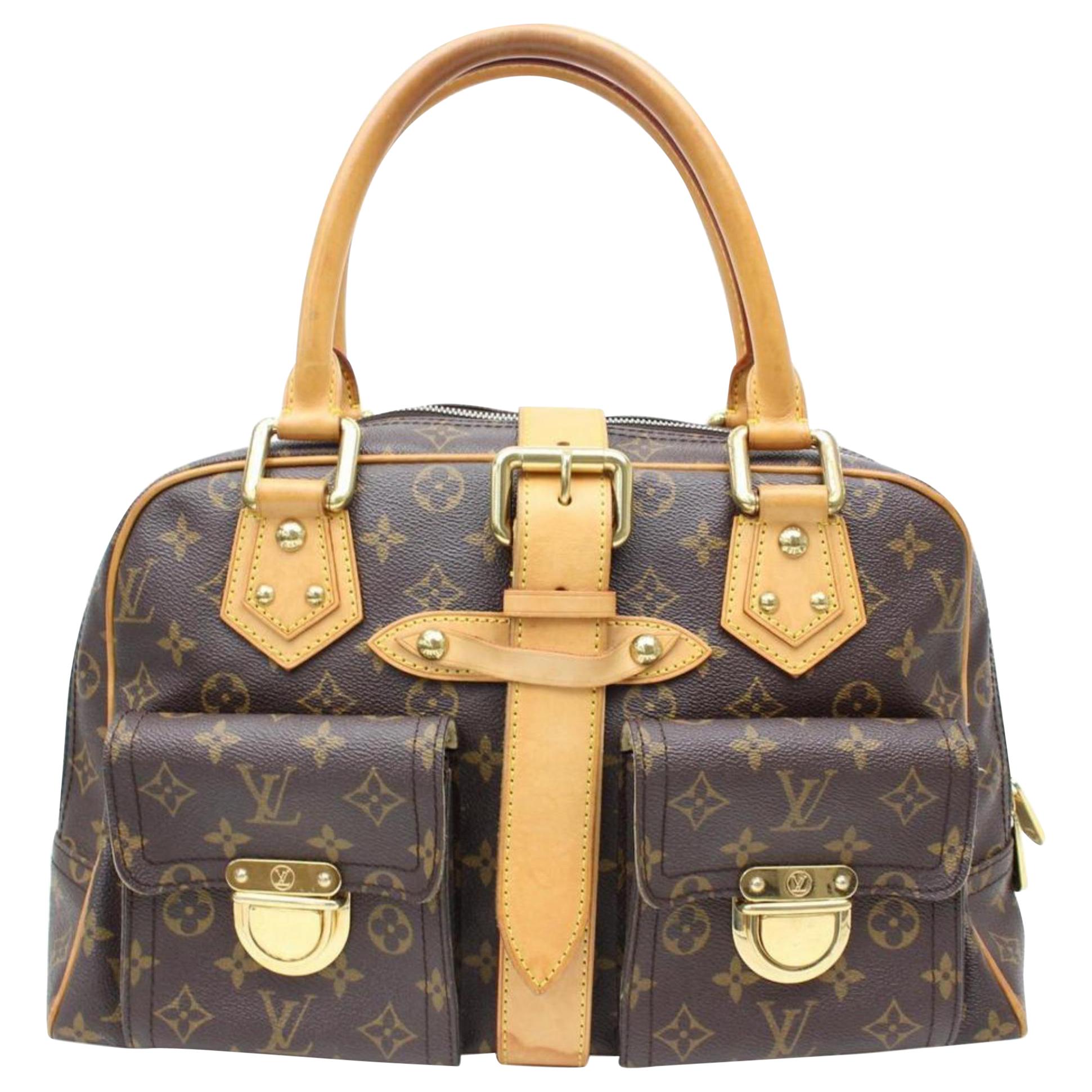 Louis Vuitton Manhattan Monogram Gm 867023 Brown Coated Canvas Satchel For Sale