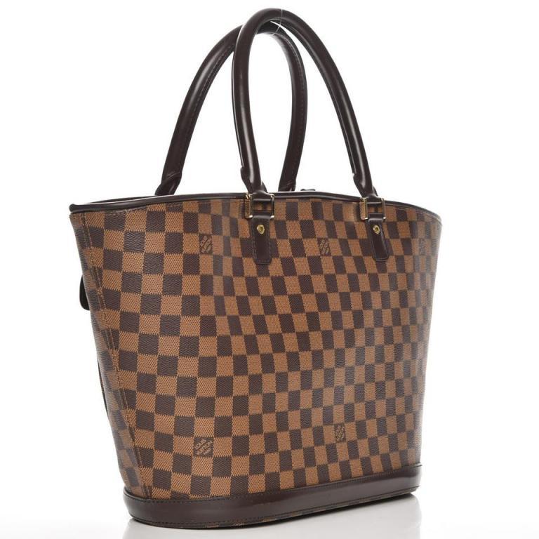 Black Louis Vuitton Manosque Damier Ebene Gm 223979 Brown Coated Canvas Tote For Sale