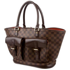 Vintage Louis Vuitton Manosque Damier Ebene Gm 223979 Brown Coated Canvas Tote