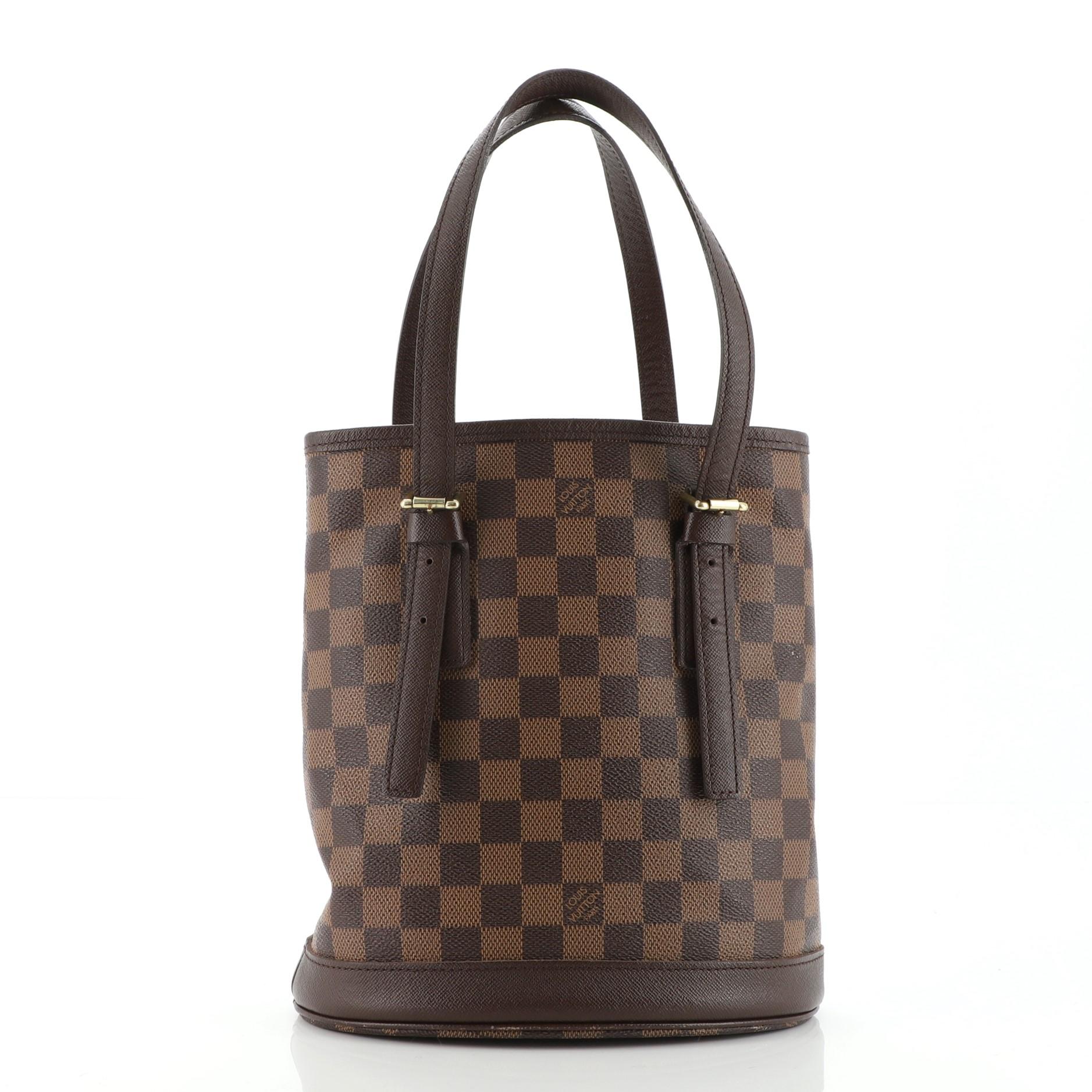 Black Louis Vuitton Marais Bucket Bag Damier