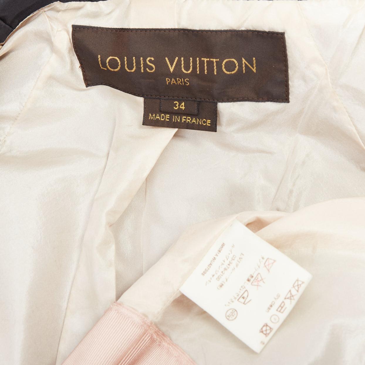 LOUIS VUITTON Marc Jacobs black silk pleated collar crop jacket FR34 XS For Sale 4