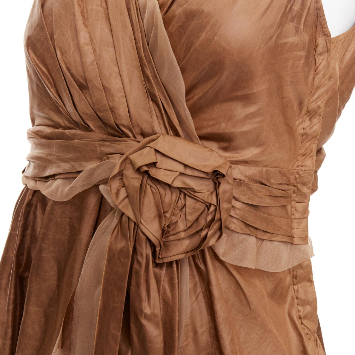LOUIS VUITTON Marc Jacobs bronze monogram silk lace rosette wrap top FR38 M For Sale 2