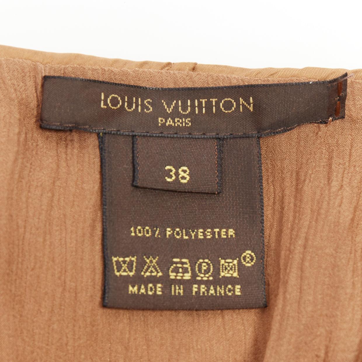 LOUIS VUITTON Marc Jacobs bronze monogram silk lace rosette wrap top FR38 M For Sale 3
