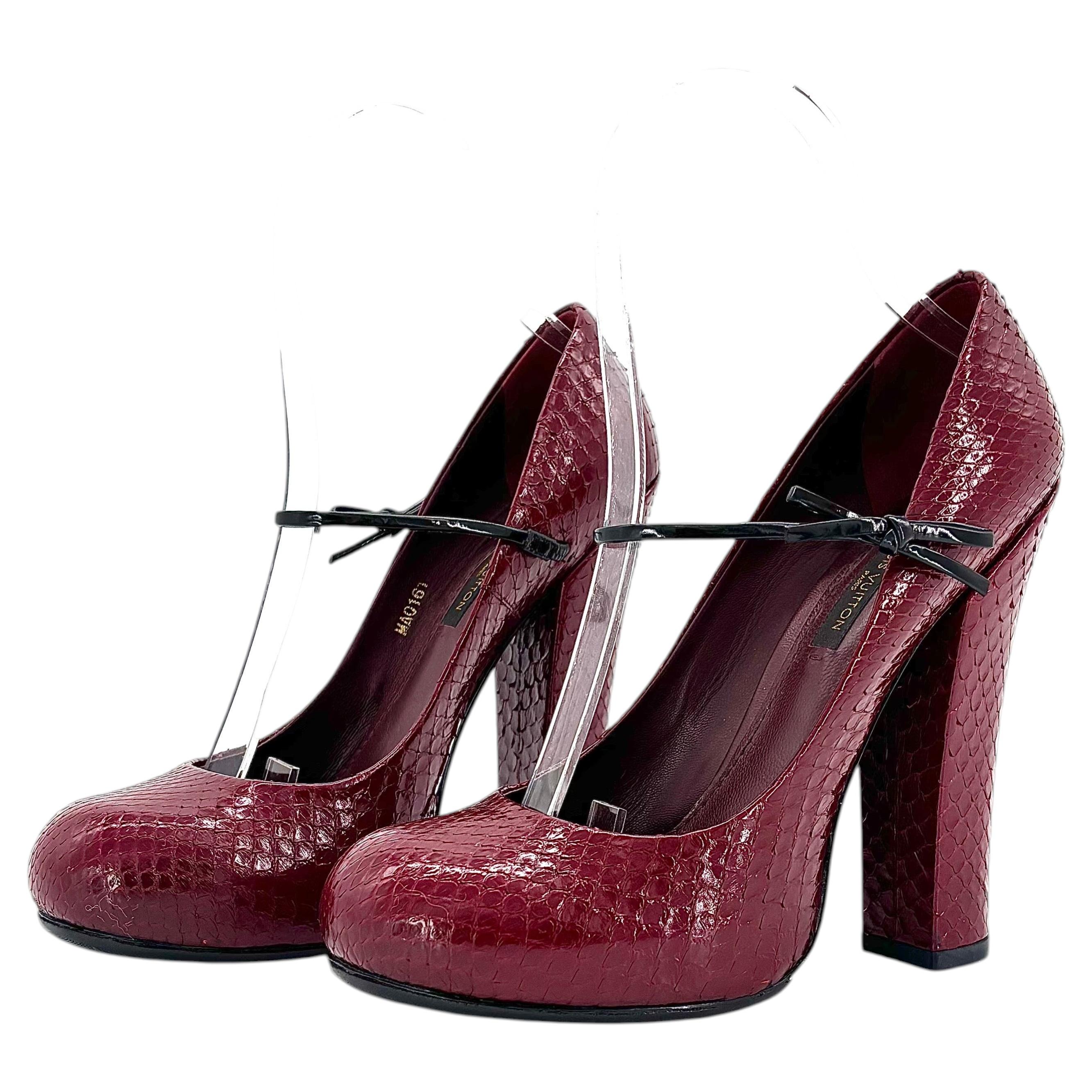 Louis Vuitton Marc Jacobs FW 2011 „Fetish Bow“ Mary Jane-Pumps aus Schlangenleder, Größe 36,5