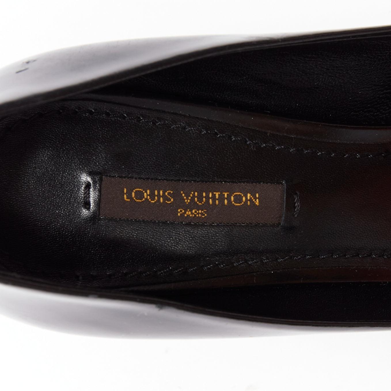 LOUIS VUITTON Marc Jacobs gold LV button black leather pumps EU38 4