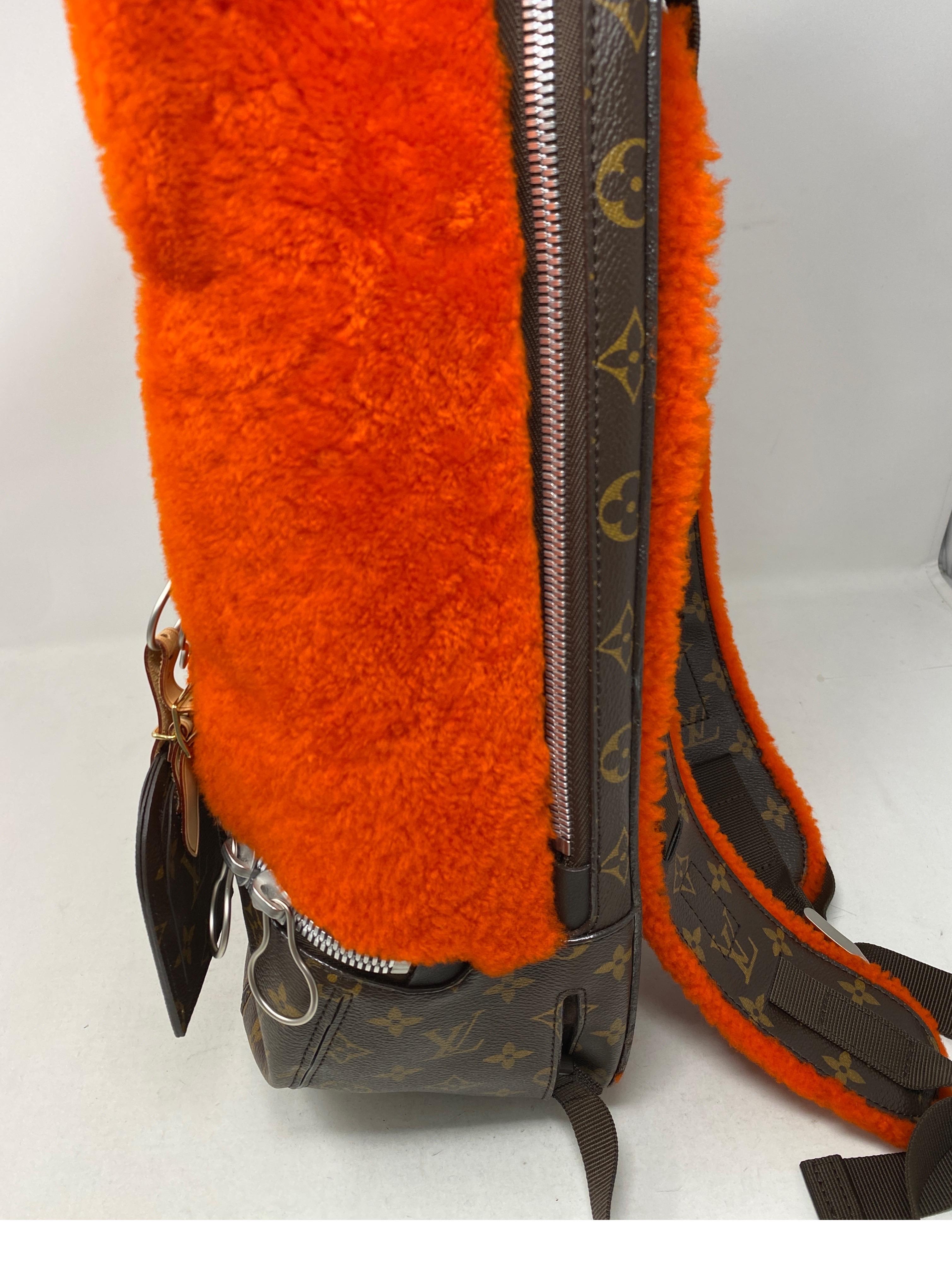 Louis Vuitton Marc Newsom Orange Shearling Backpack 2