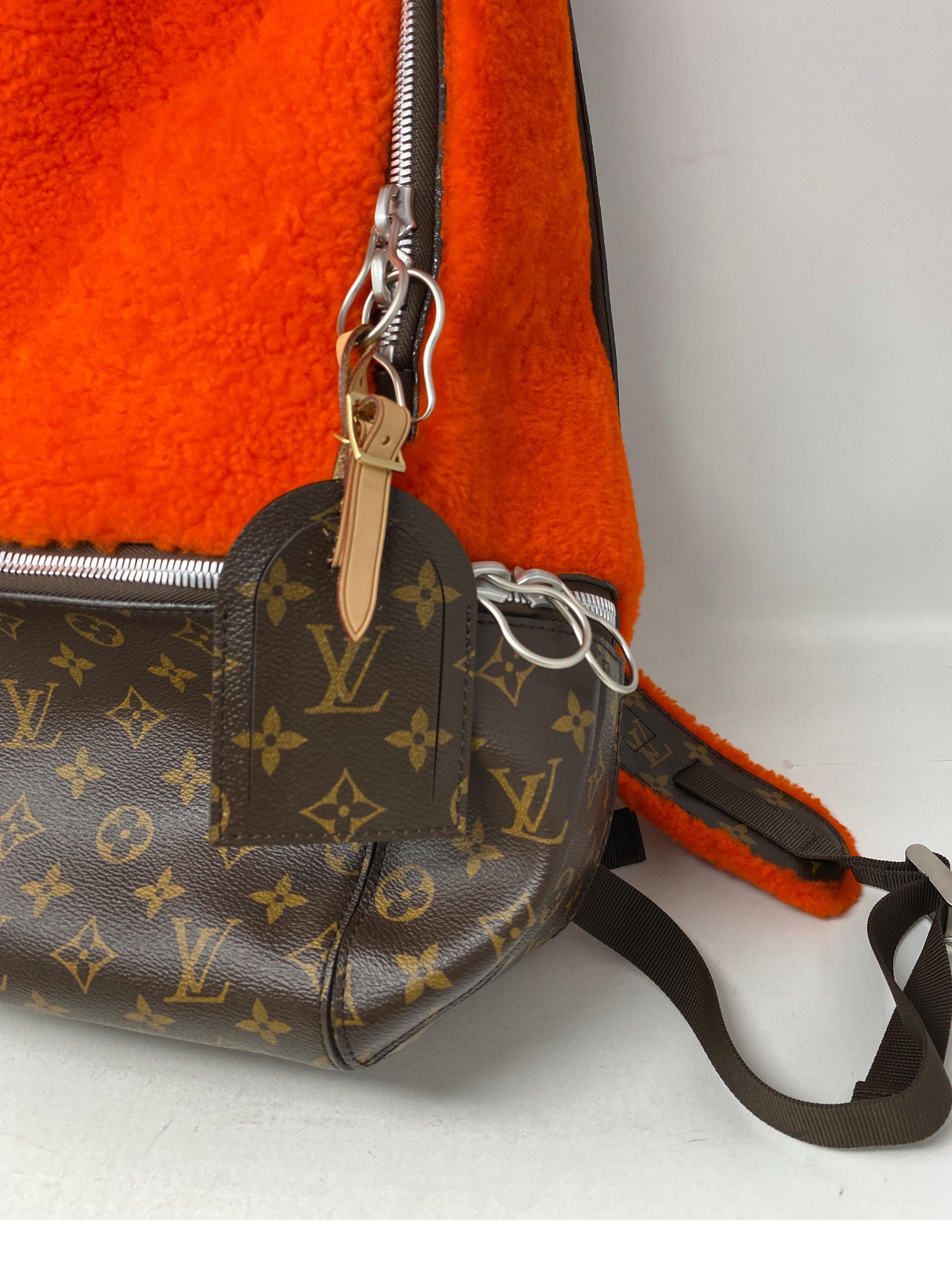 Louis Vuitton Marc Newsom Orange Shearling Backpack 4