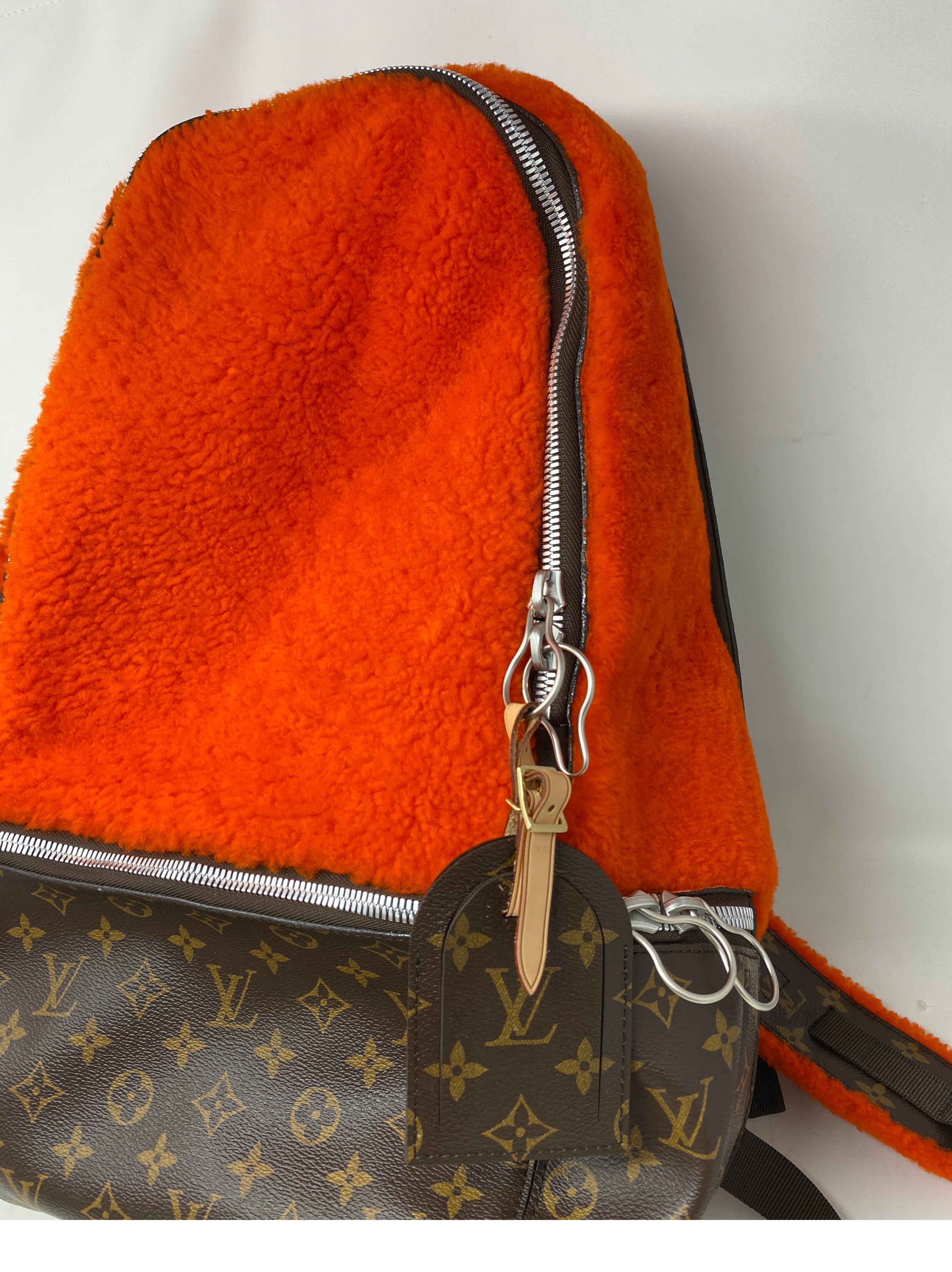 Louis Vuitton Marc Newsom Orange Shearling Backpack 5