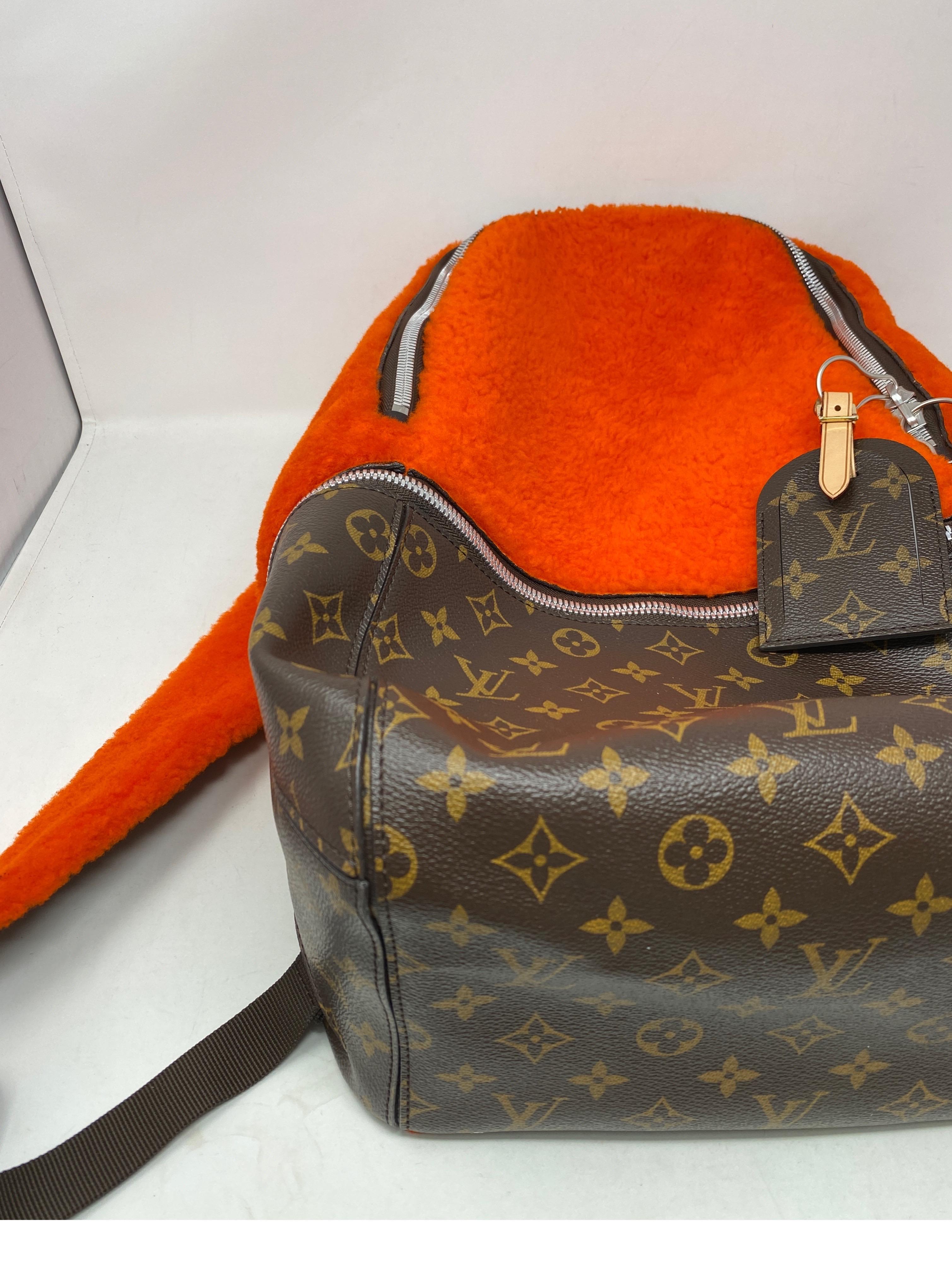 Louis Vuitton Marc Newsom Orange Shearling Backpack 8