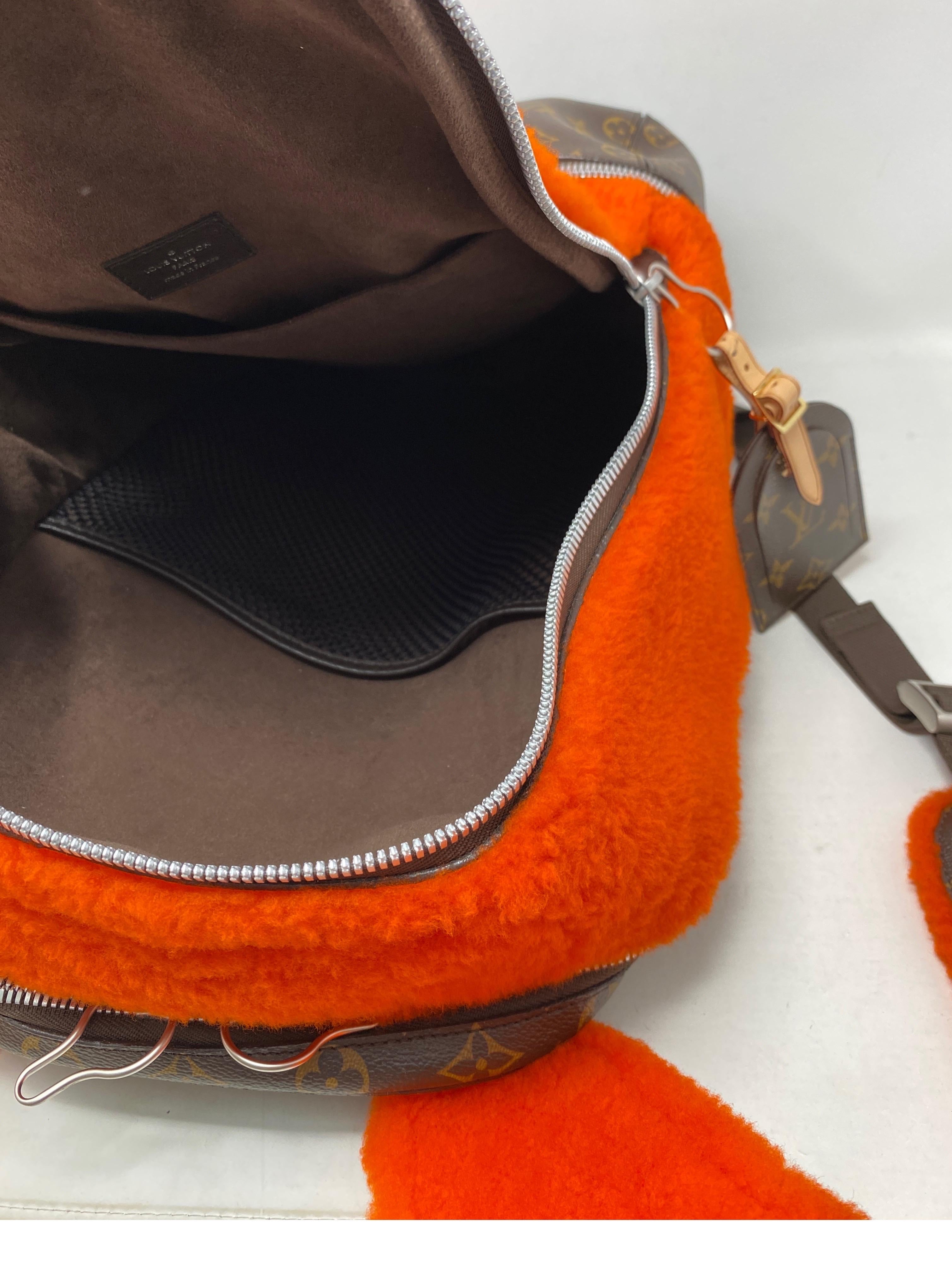 Louis Vuitton Marc Newsom Orange Shearling Backpack 9