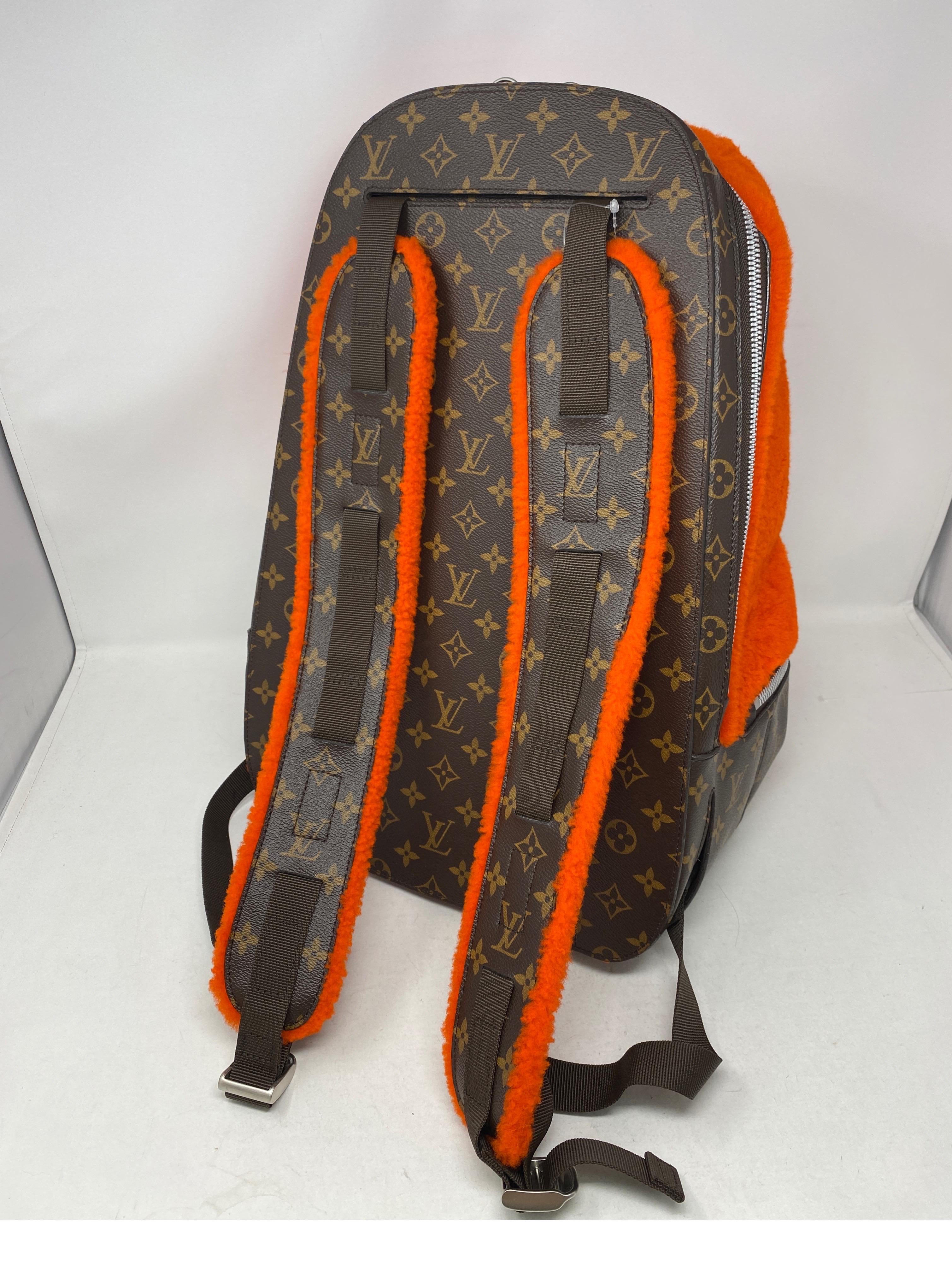 Red Louis Vuitton Marc Newsom Orange Shearling Backpack