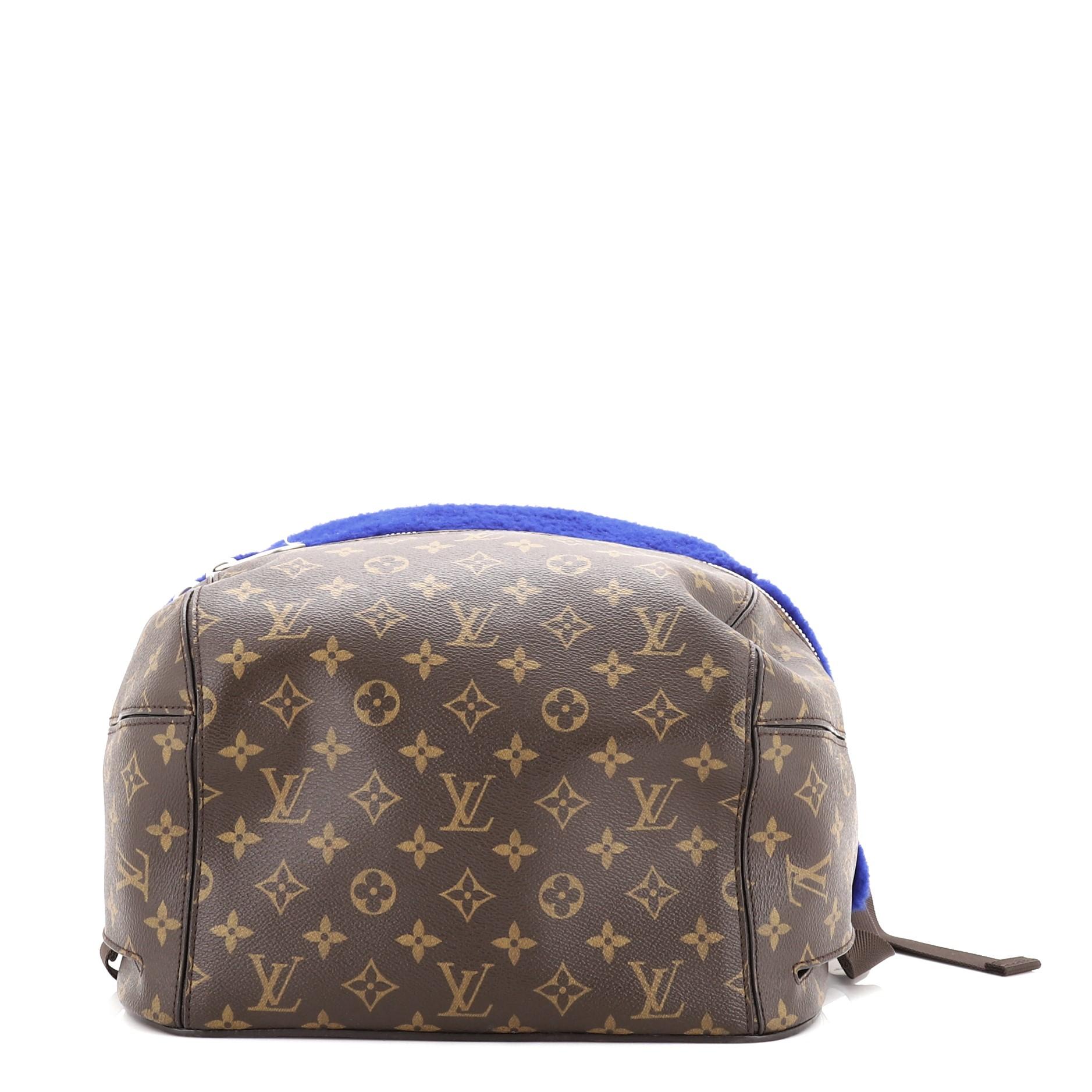 Purple Louis Vuitton Marc Newson Backpack Shearling and Monogram Canvas