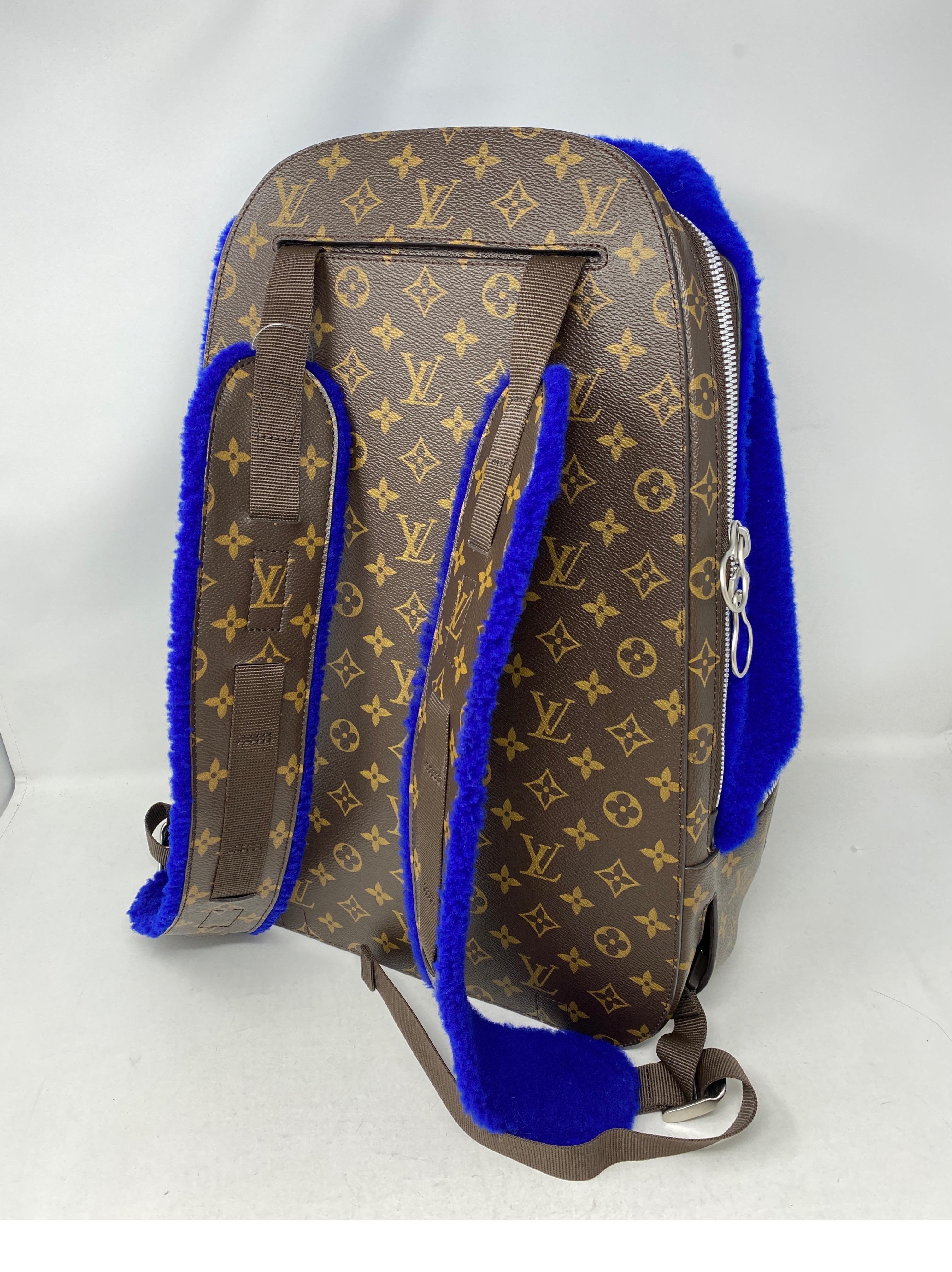 Louis Vuitton Marc Newson Blue Shearling Backpack In Excellent Condition In Athens, GA