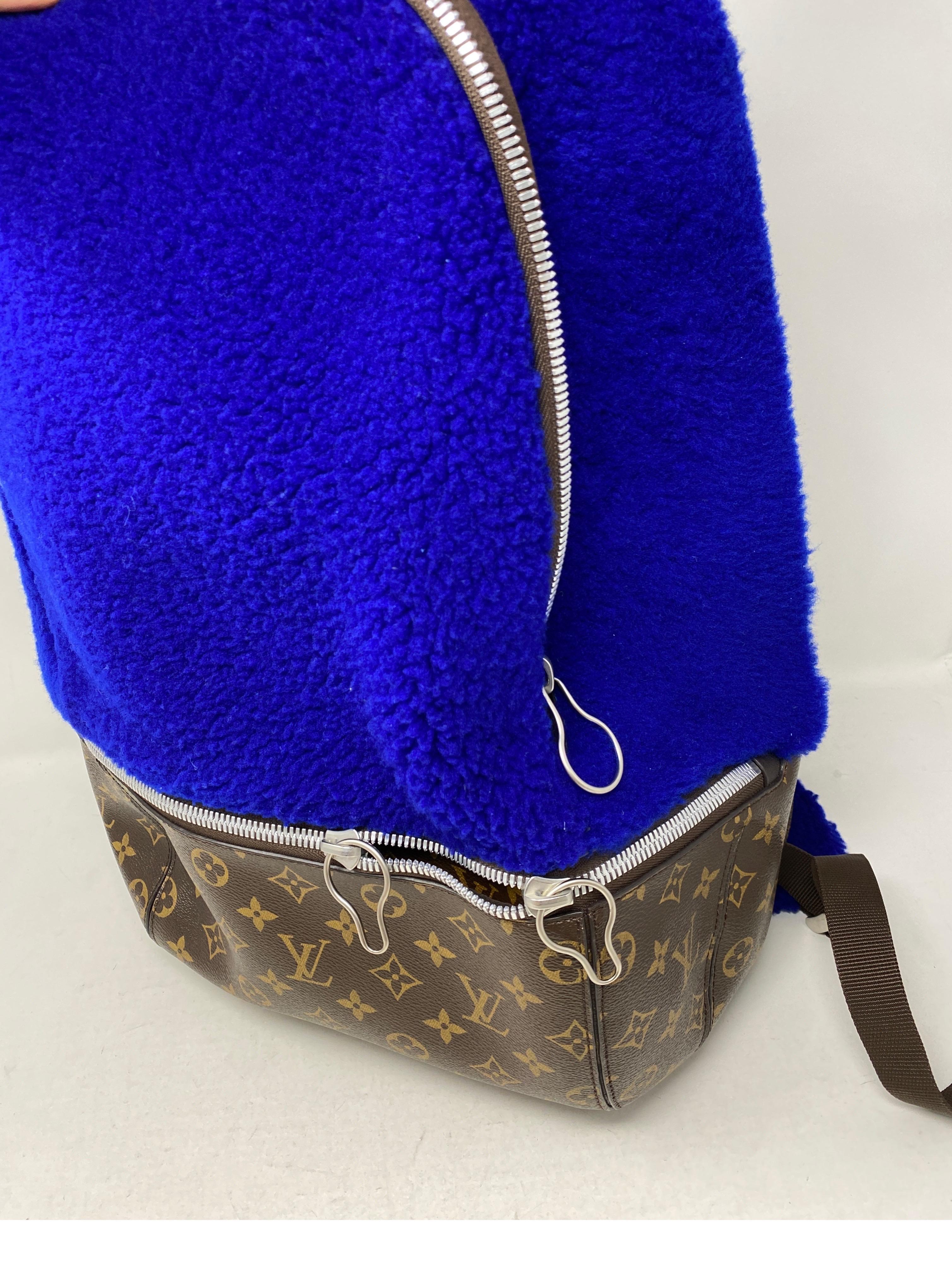 Louis Vuitton Marc Newson Blue Shearling Backpack 1